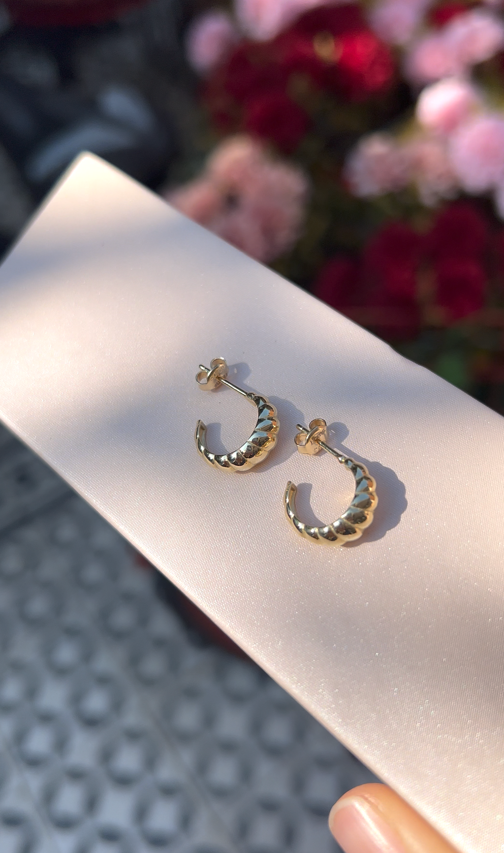 14K Gold Croissant Hoop Earrings - Hems Jewellery 