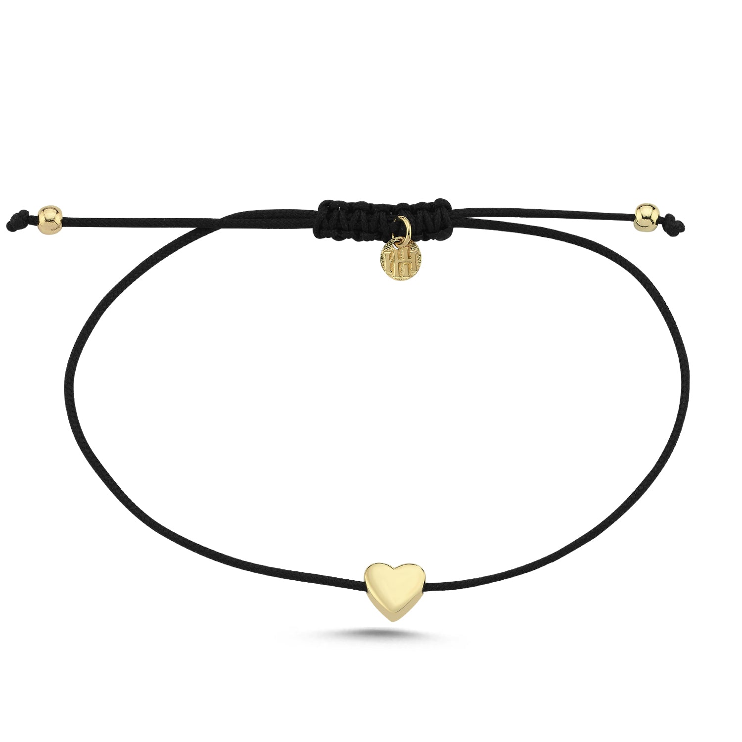 14K Gold Heart Black Bracelet