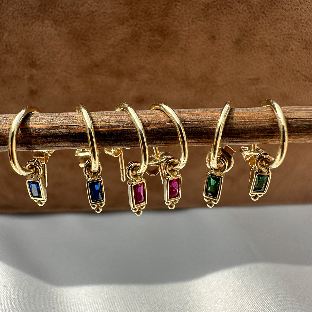 14K Gold Vintage Blue Stone Earrings