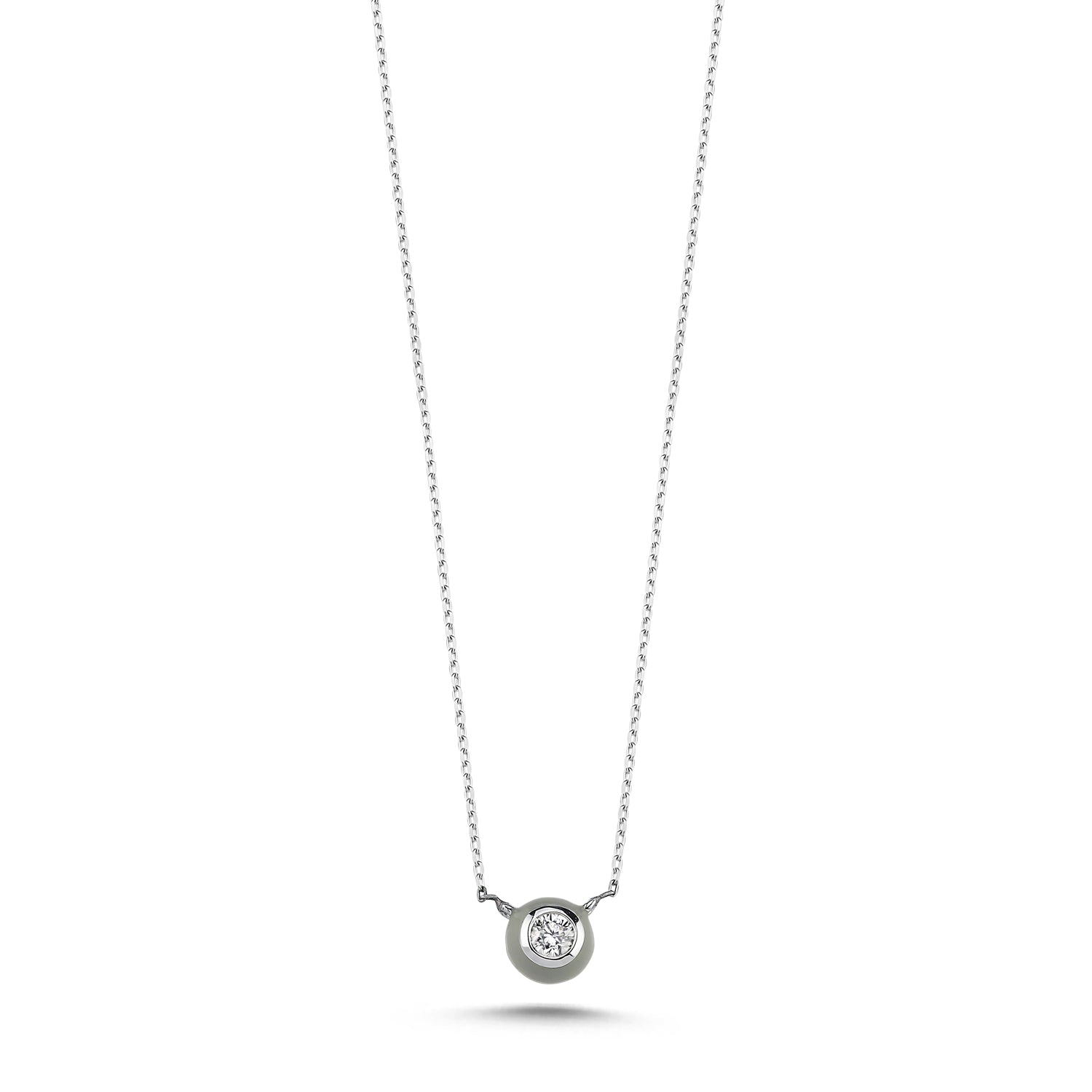 18K Gold Frame Diamond Single Stone Necklace