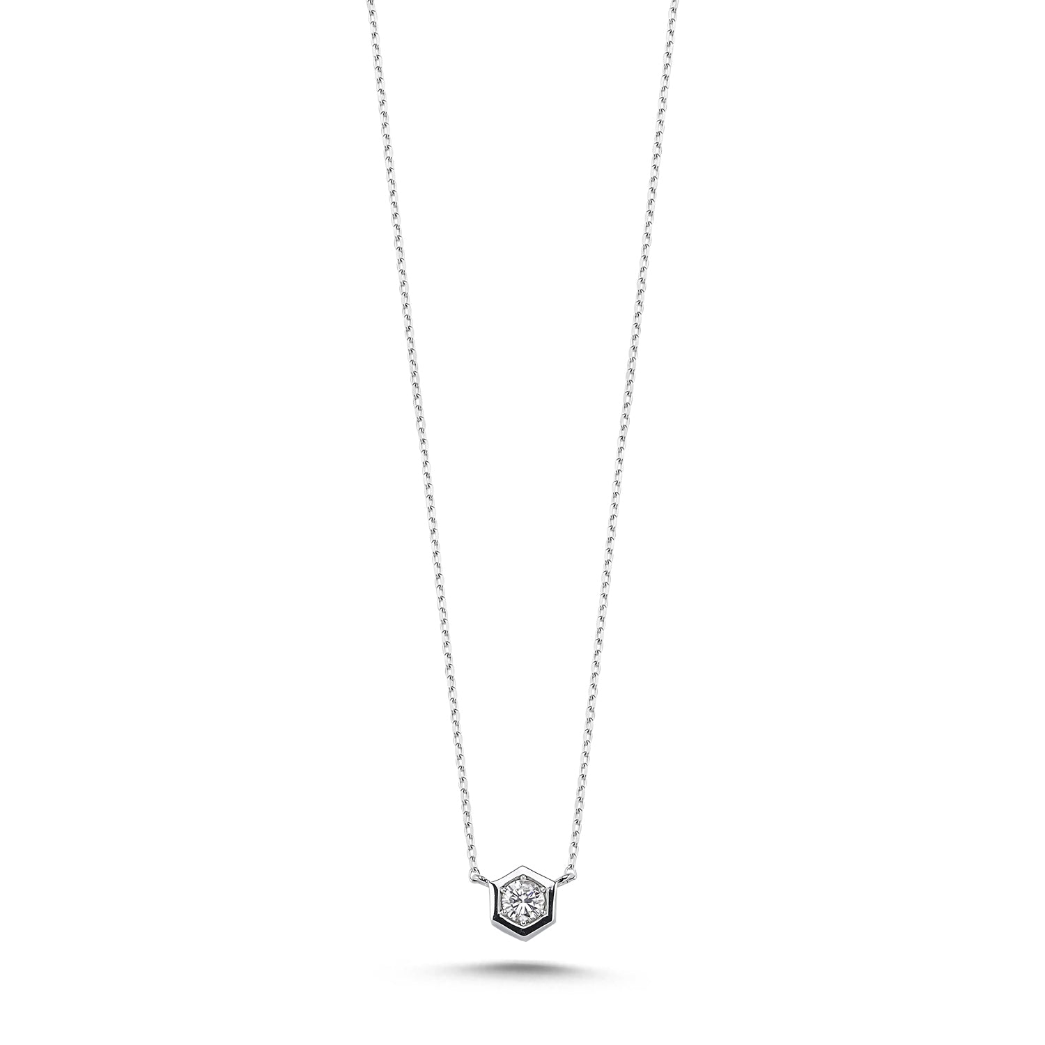 18K Gold Hexagonal Diamond Necklace