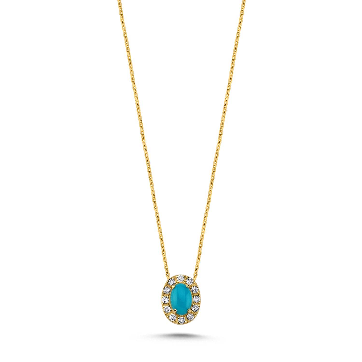 18K Diamond Ellipse Turquoise Necklace