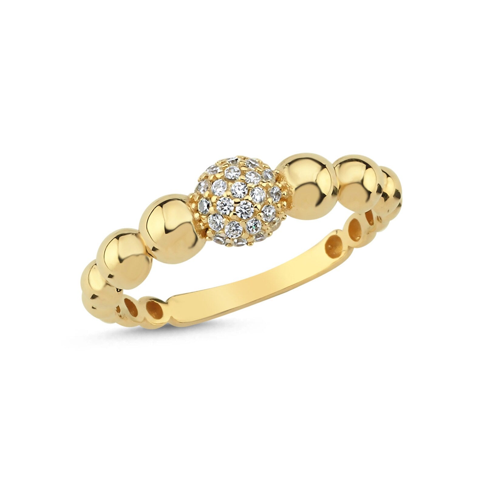 14k Gold Stone Ring, Multi Zircon Stone Ring