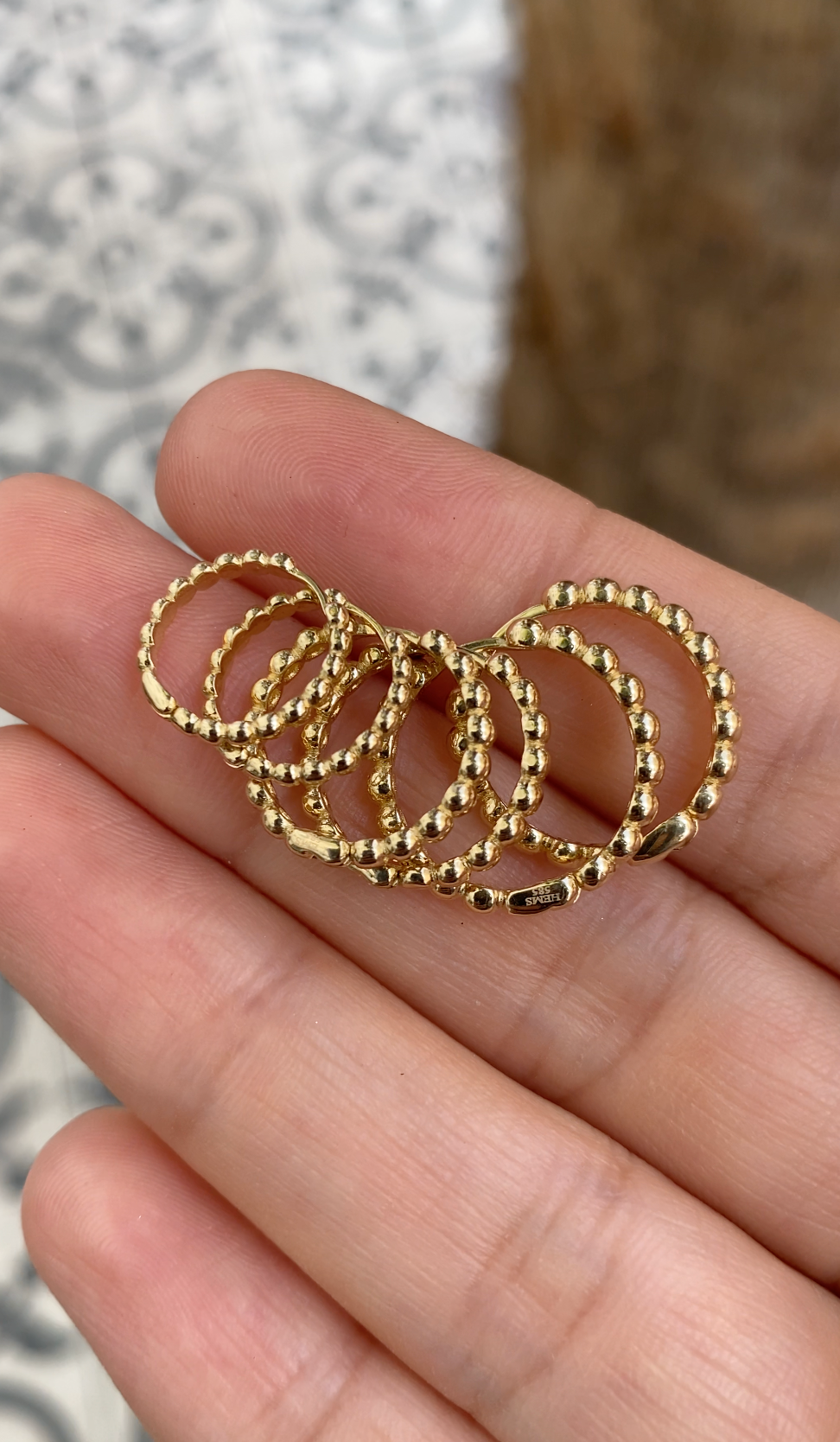 14K Gold Medium Granulation Hoop Earrings