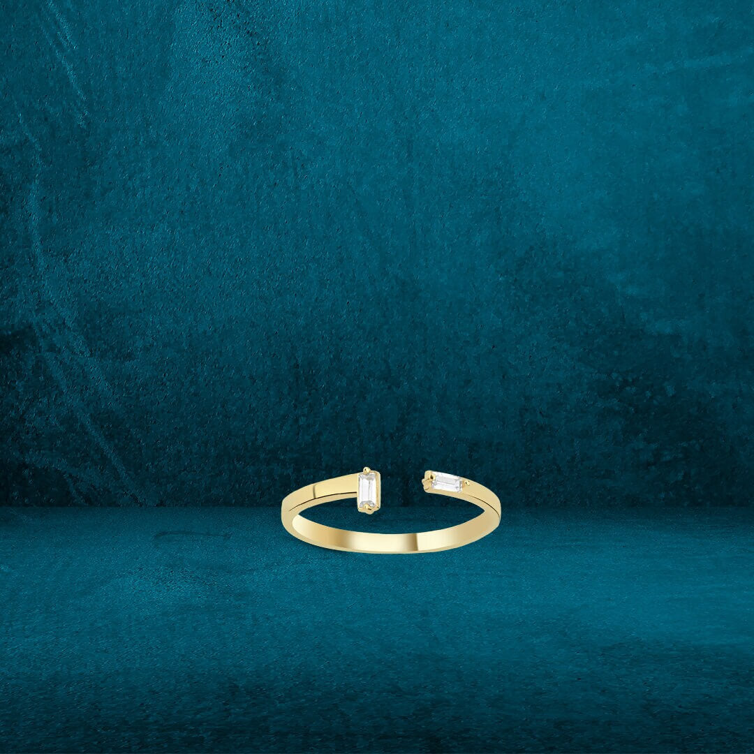 14K Asymmetric Baguette Stone Ring