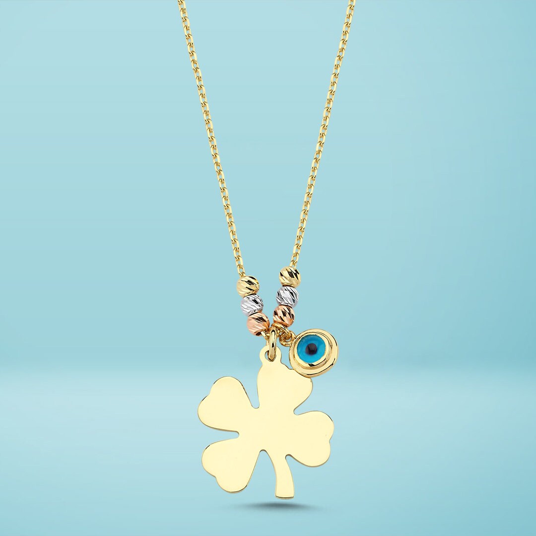 14K Four Leaf Clover Necklace Hems Jewellery 