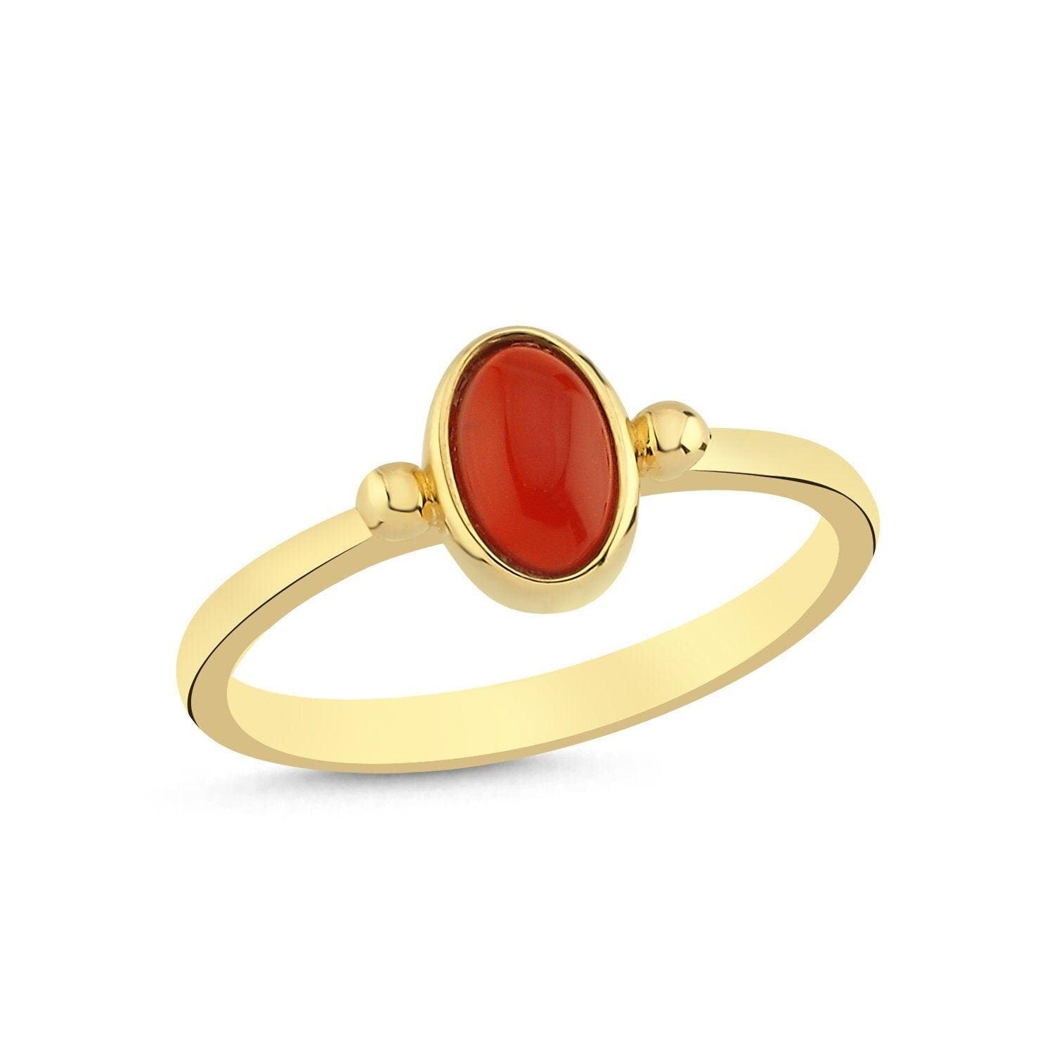 14K Gold Agate Stone Ring