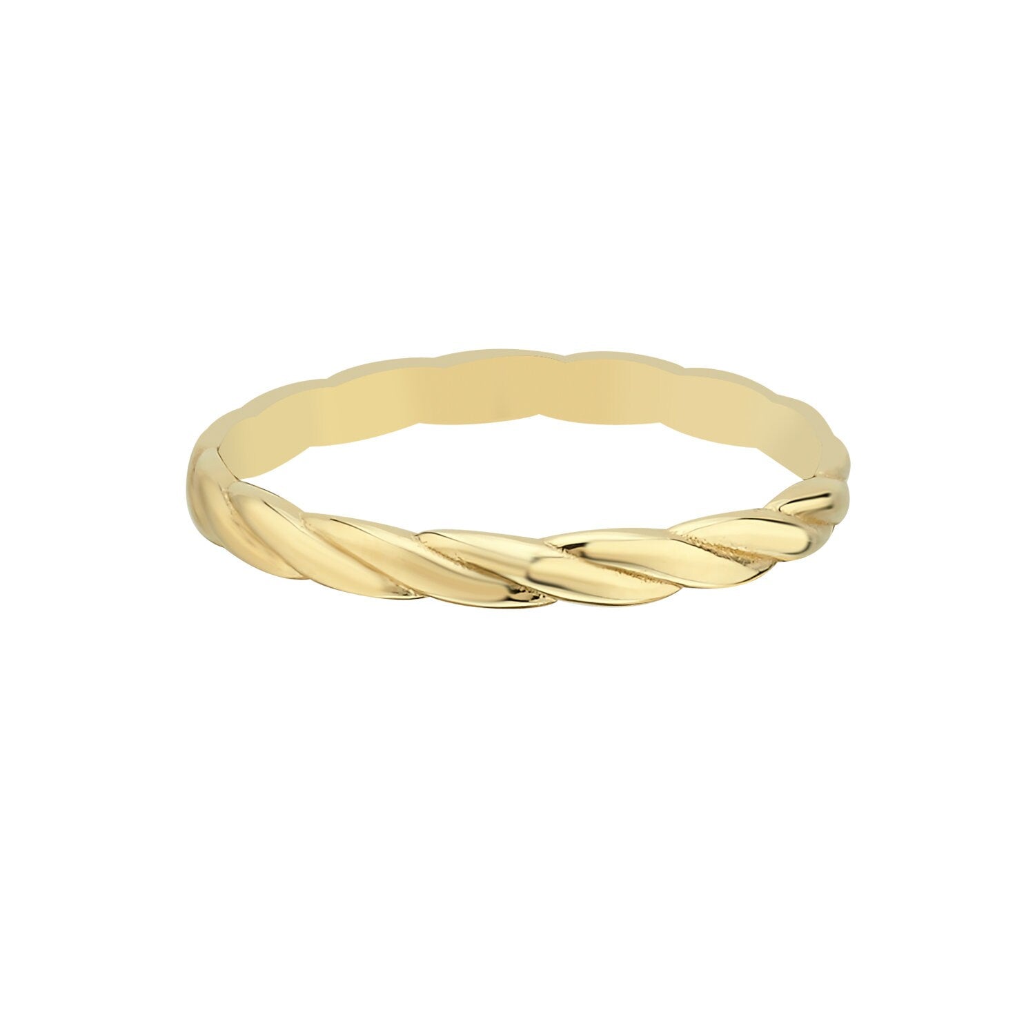 14K Gold Auger Twisted Stackable Minimal Ring