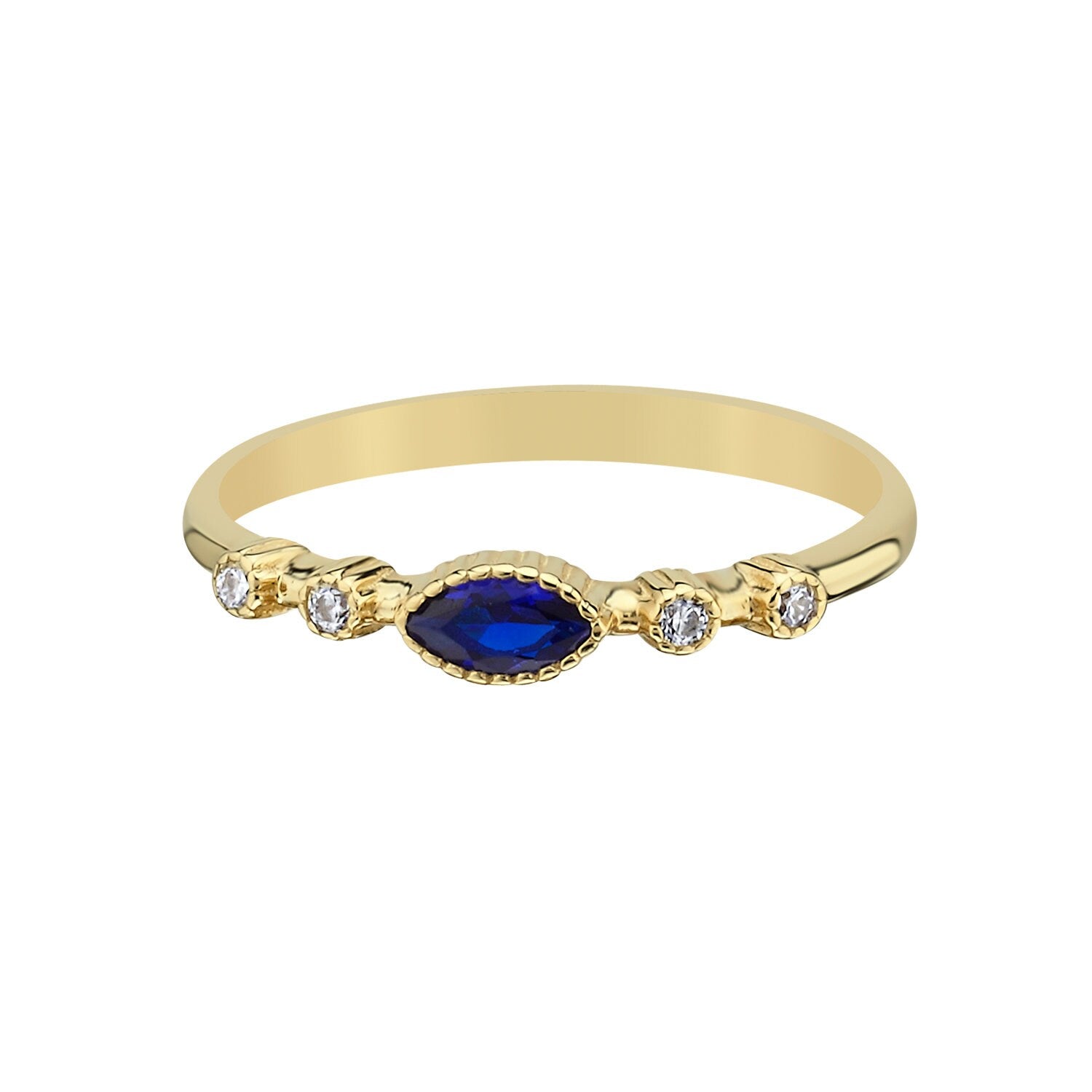 14K Gold Blue Olips Ring with Stones