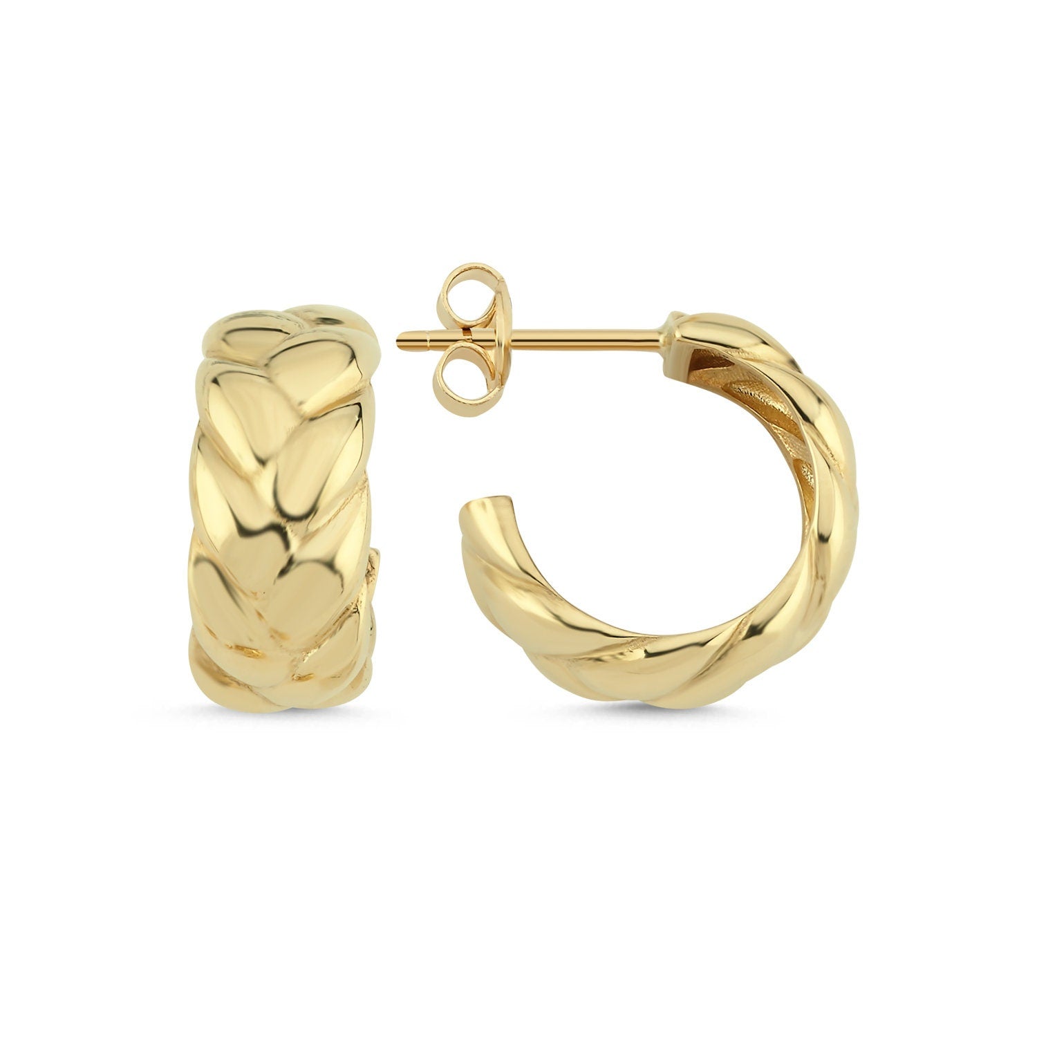 14K Gold Braided Hoop Earrings