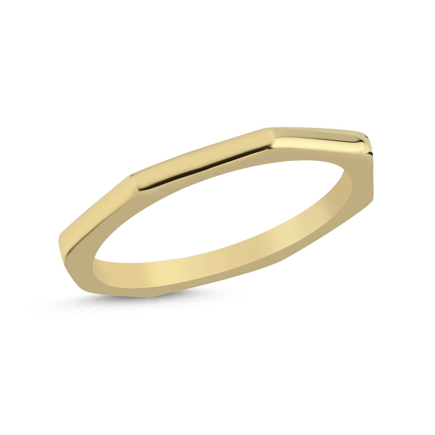 14K Gold Corner Stackable Minimal Ring Hems Jewellery 