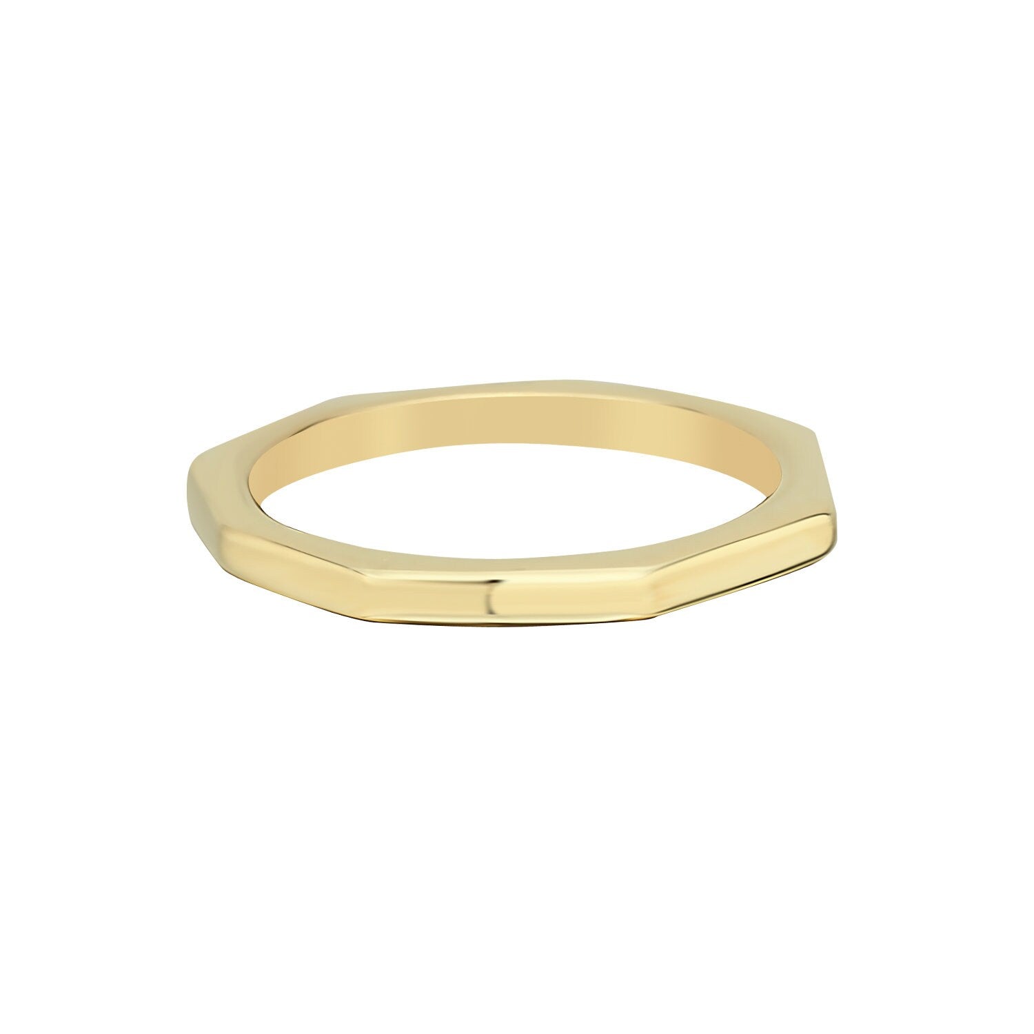 14K Gold Corner Stackable Minimal Ring Hems Jewellery 
