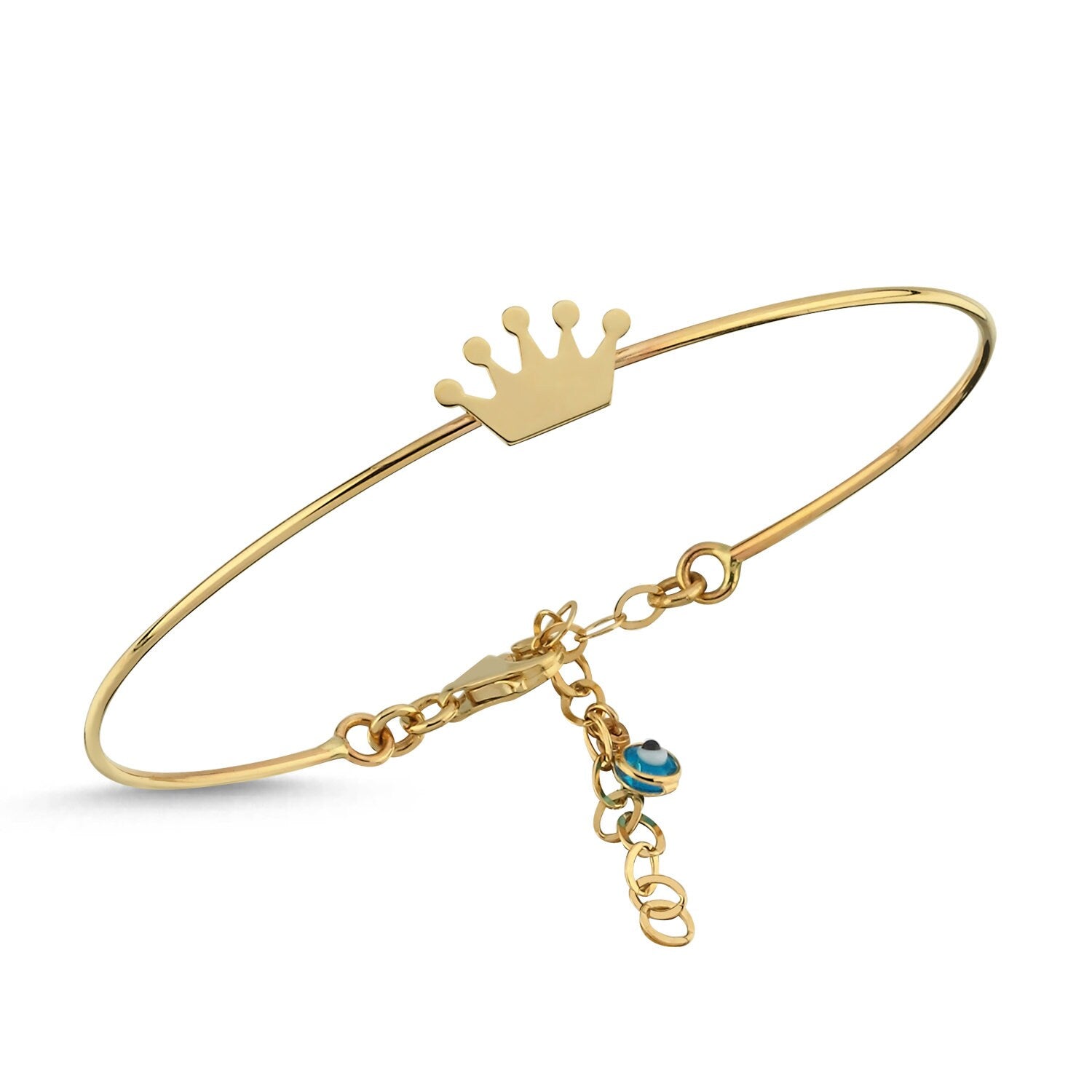 14K Gold Crown Clamp Bracelet
