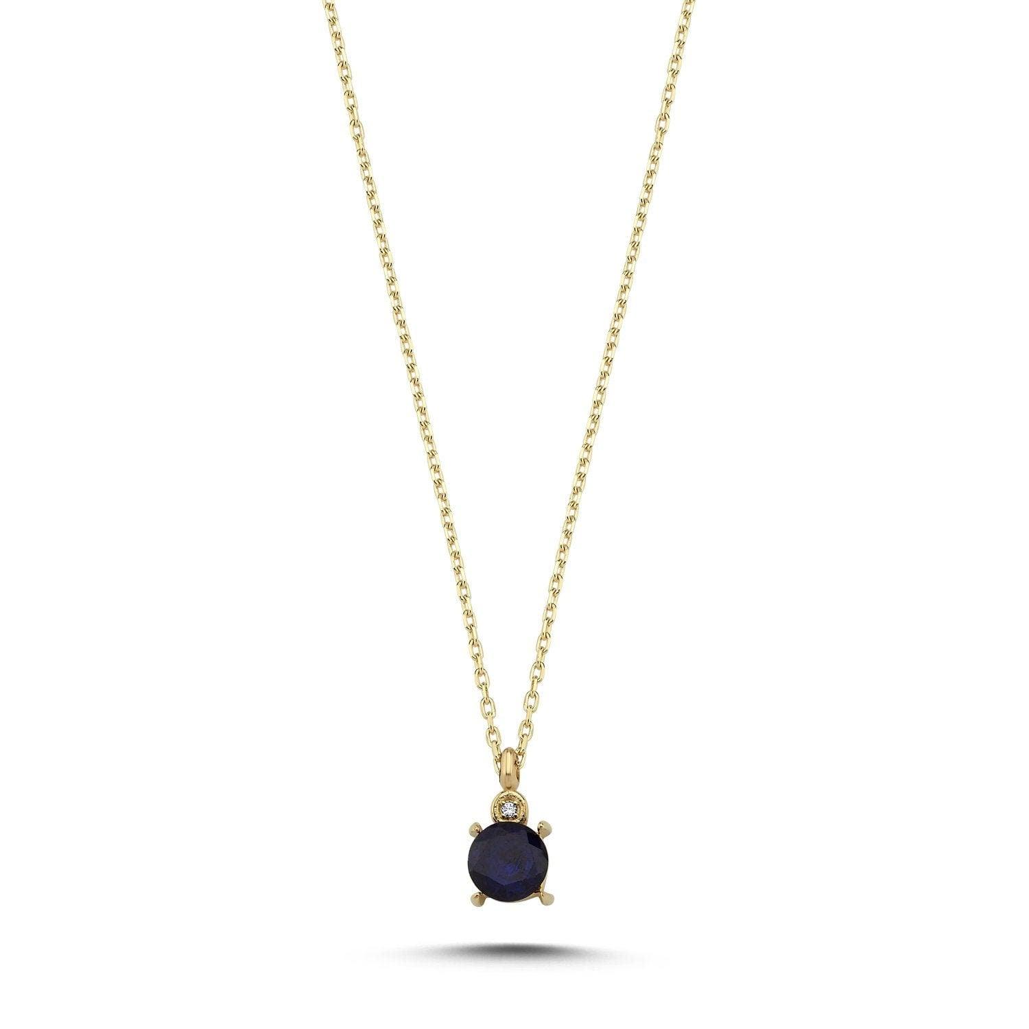 14K Gold Dark Blue Stone Stackable Necklace Hems Jewellery 