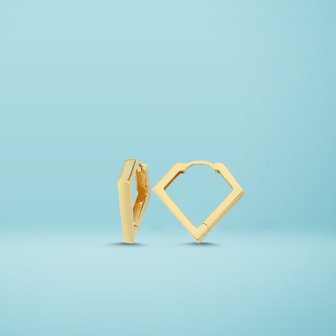 14K Gold Diamond Flat Earrings