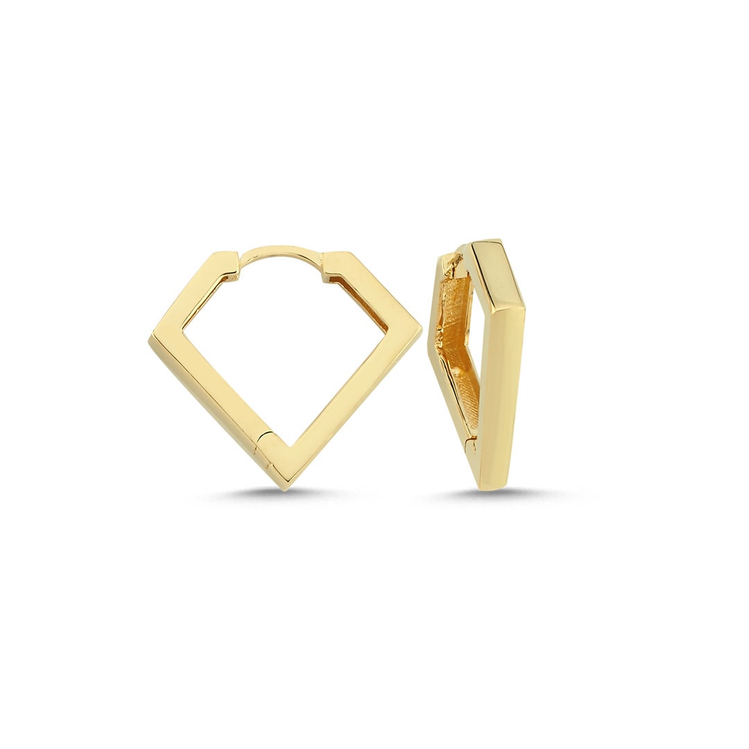 14K Gold Diamond Flat Earrings