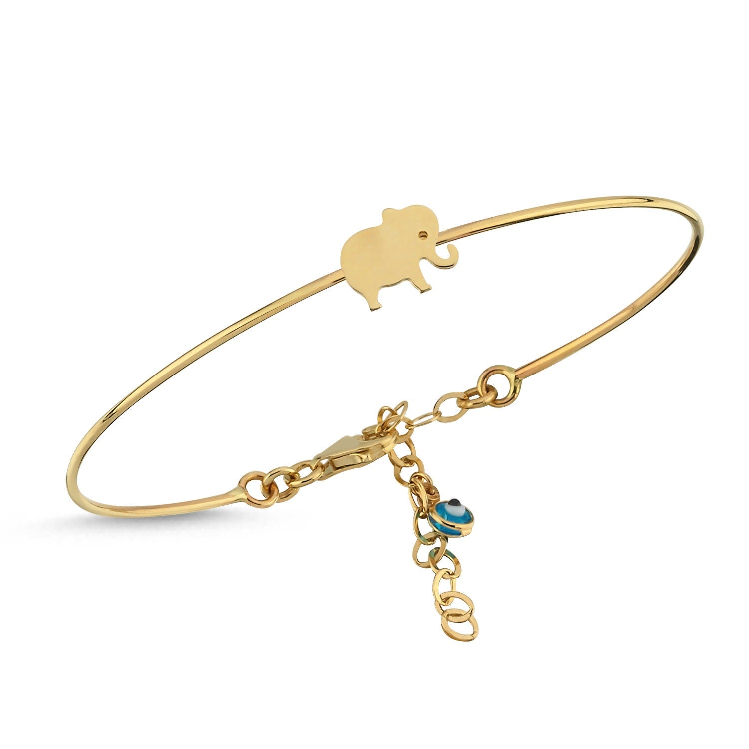 14K Gold Elephant Clamp Bracelet Hems Jewellery 