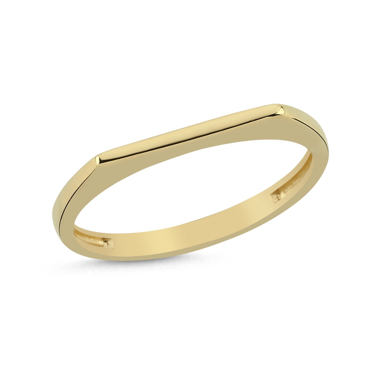 14K Gold Flat Petite Combined Minimal Ring Hems Jewellery 