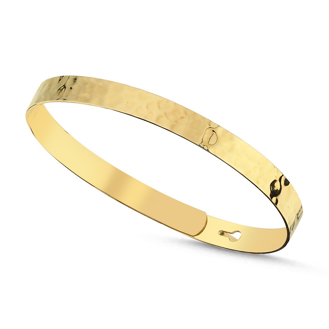 14K Gold Forged Clamp Bracelet
