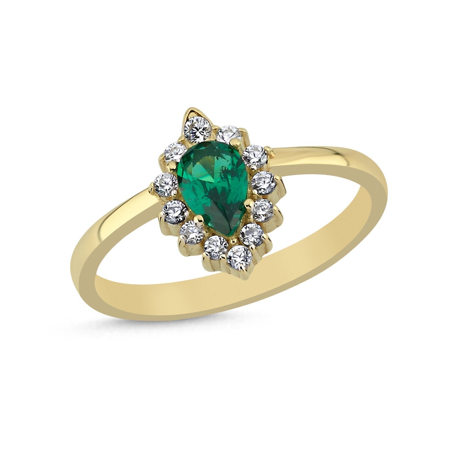 14K Gold Green Stone Anturaj Ring Hems Jewellery 