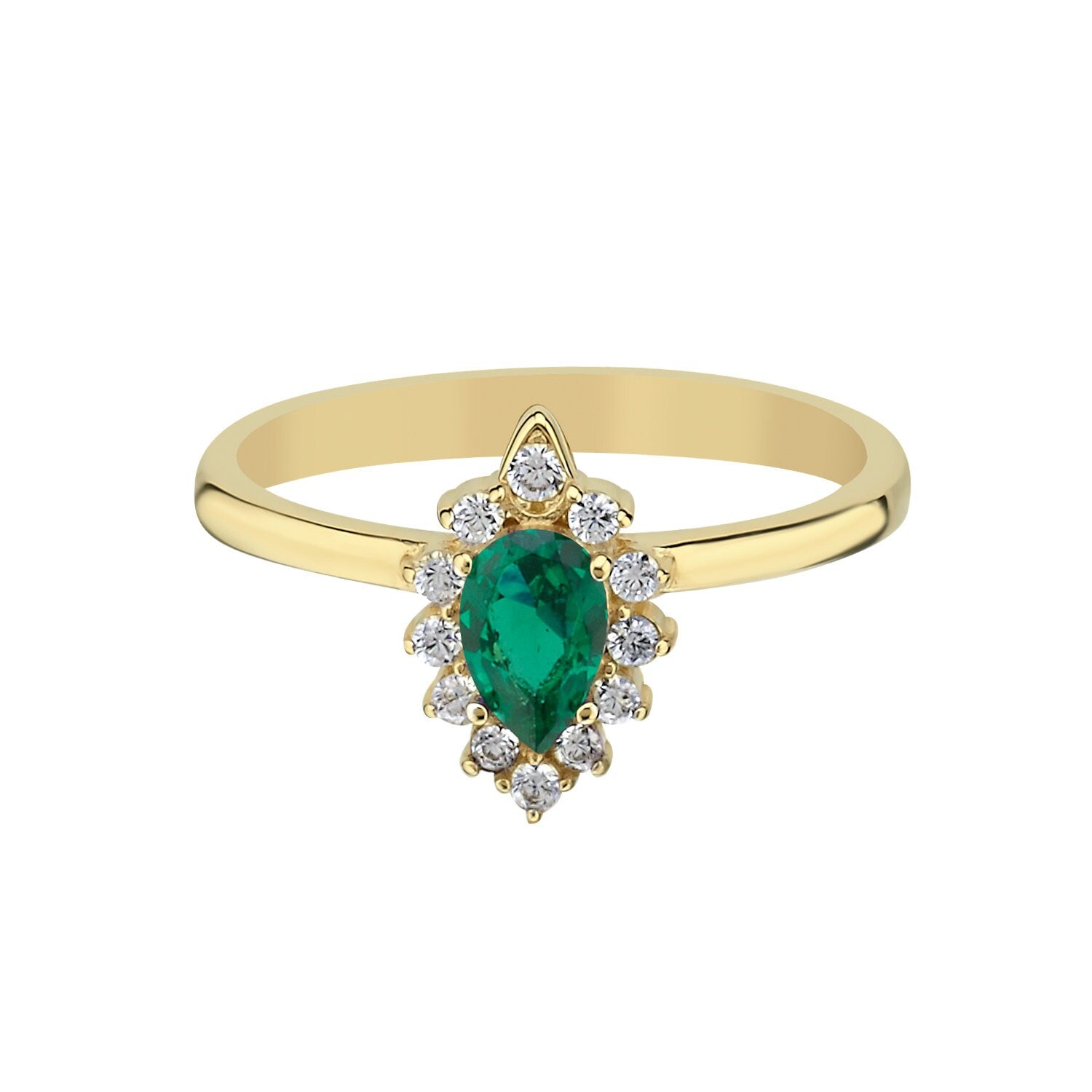 14K Gold Green Stone Anturaj Ring Hems Jewellery 
