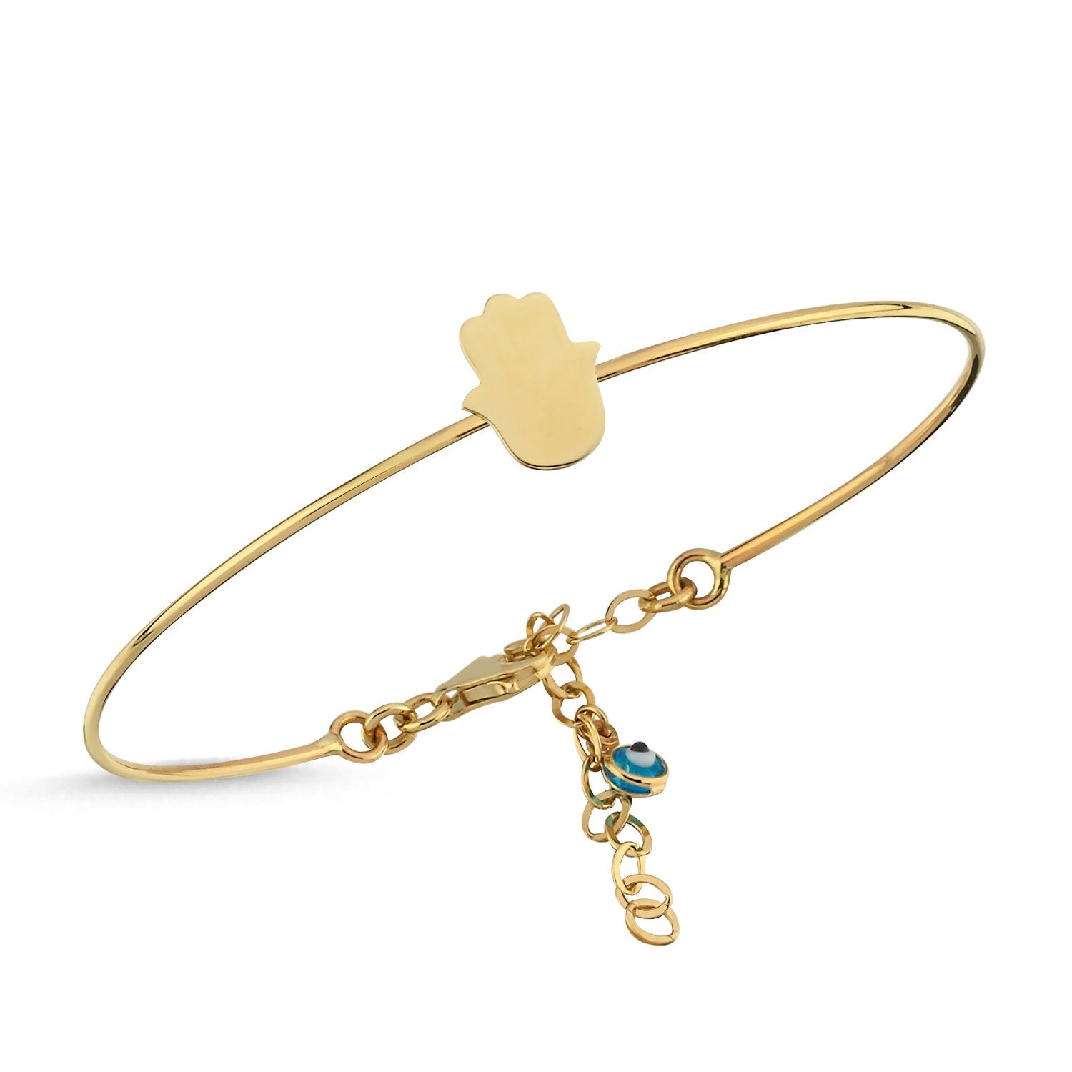14K Gold Hamsa Clamp Bracelet Hems Jewellery 