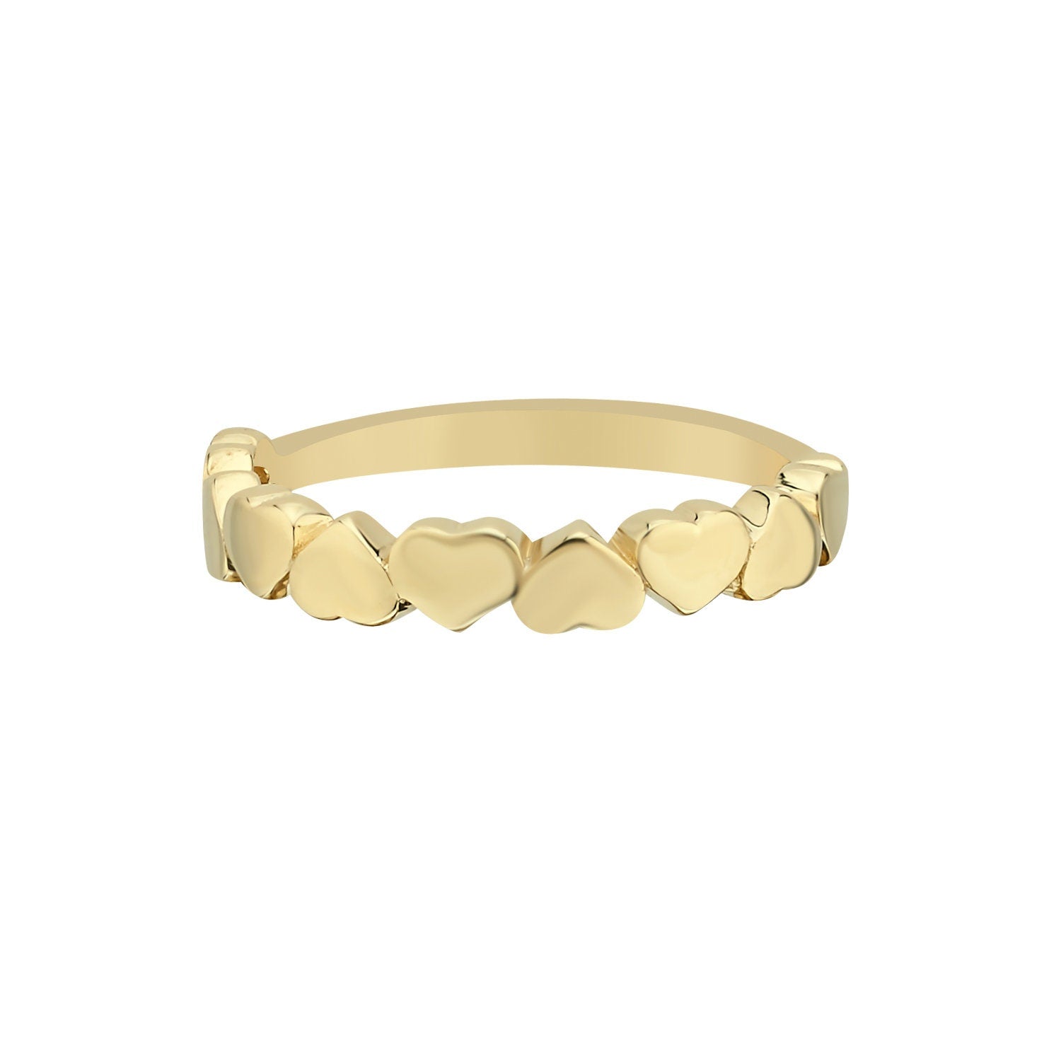 14K Gold Heart Stackable Minimal Ring Hems Jewellery 