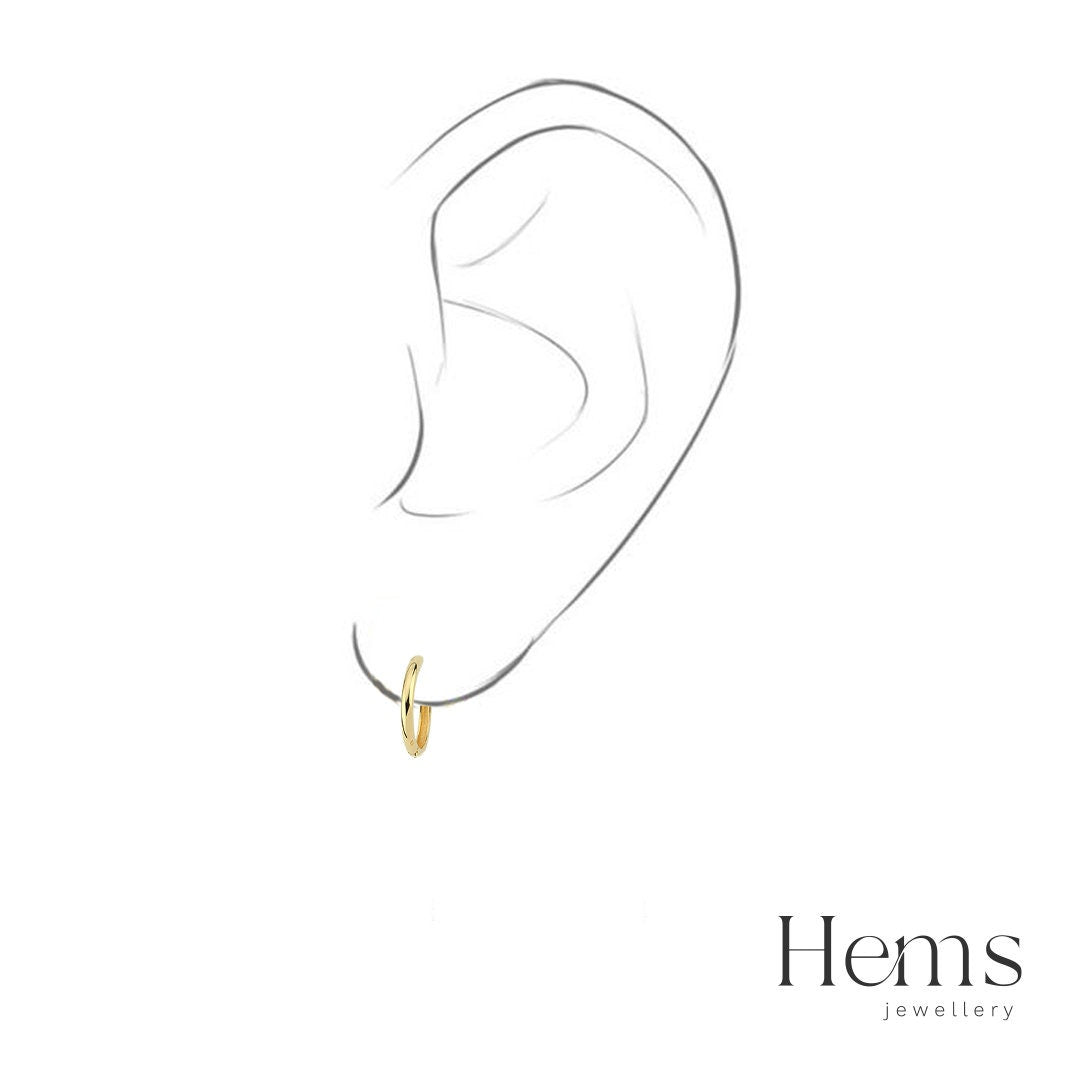 14K Gold Medium Flat Hoop Earring Hems Jewellery 