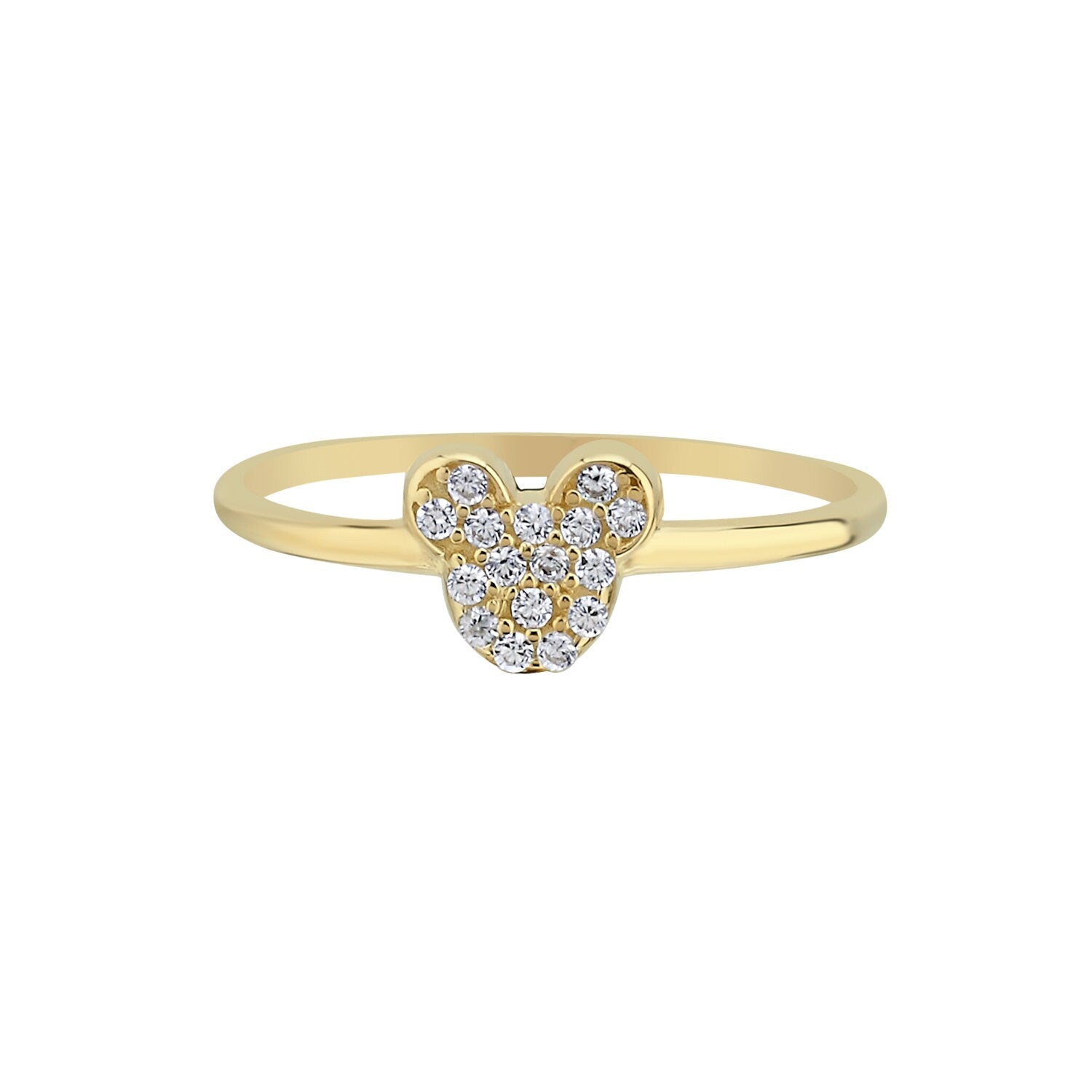 14K Gold Mickey Combinable Minimal Ring Hems Jewellery 