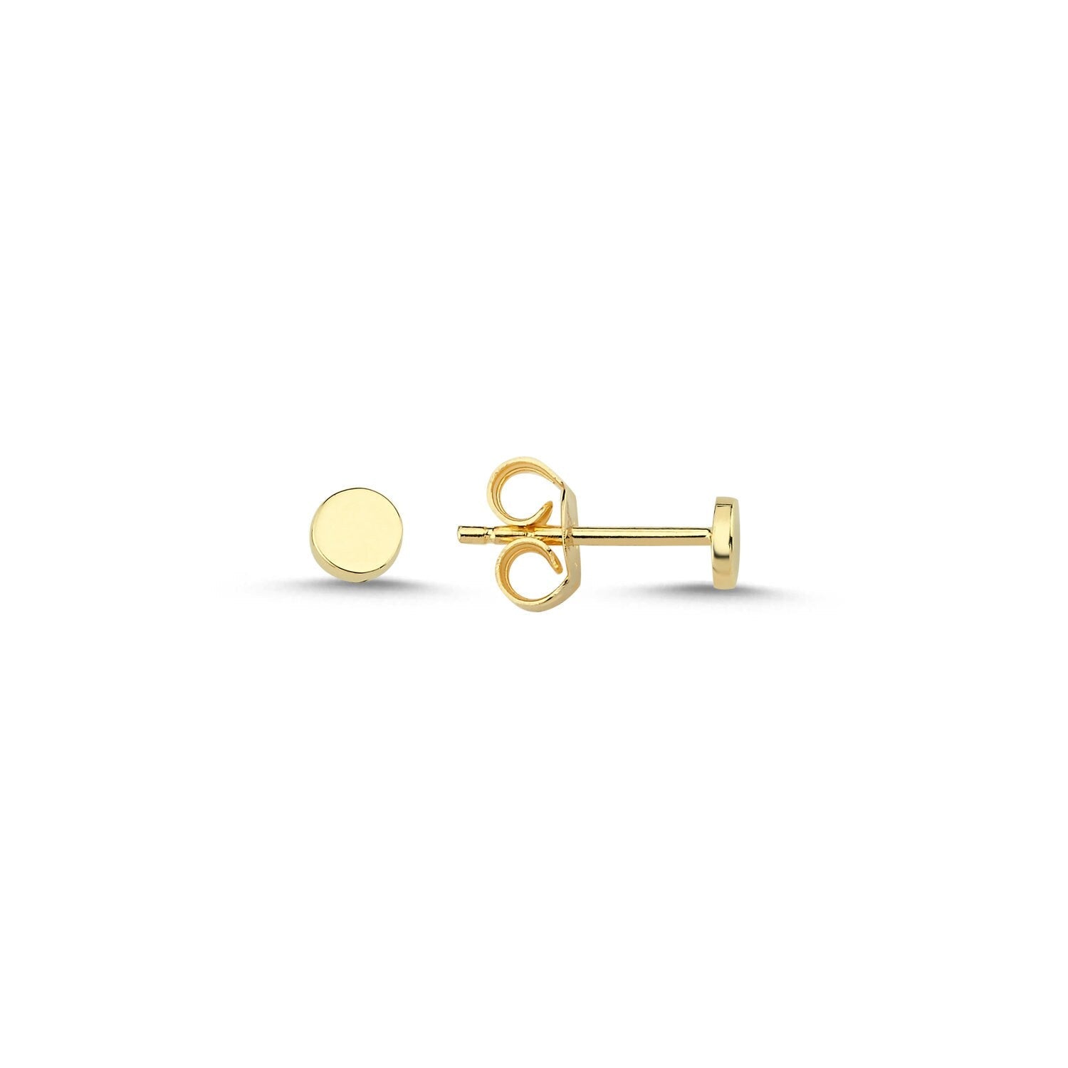 14K Gold Mini Circle Stud Earrings Hems Jewellery 
