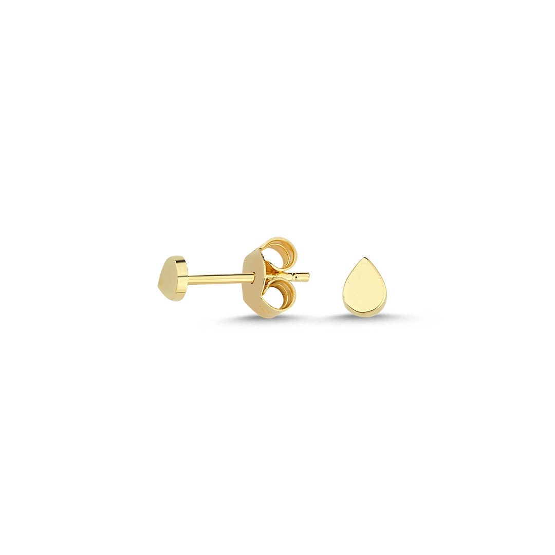 14K Gold Mini Drop Stud Earrings Hems Jewellery 
