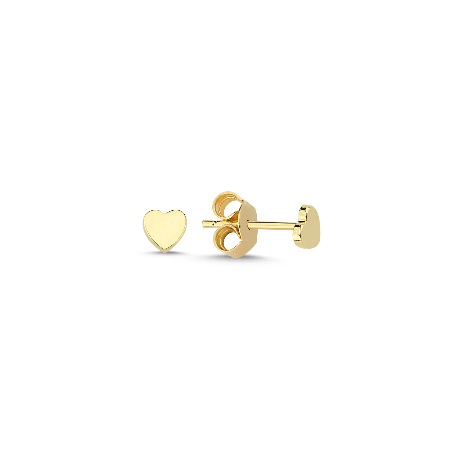 14K Gold Mini Heart Stud Earrings Hems Jewellery 