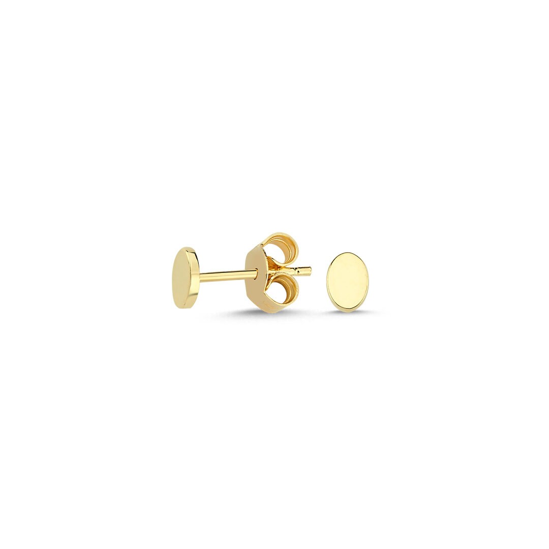 14K Gold Mini Oval Stud Earrings