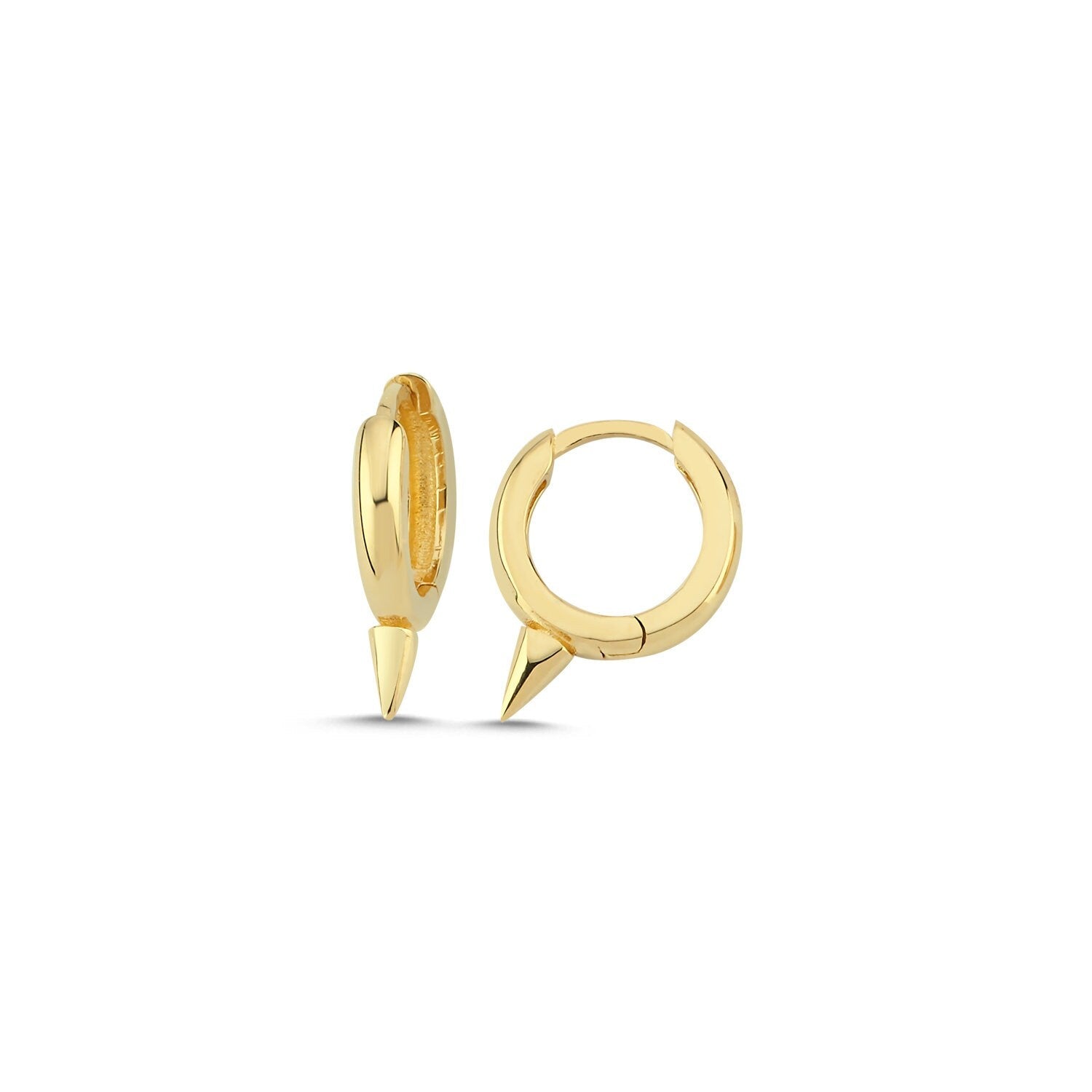 14K Gold Mini Studded Hoop Earrings
