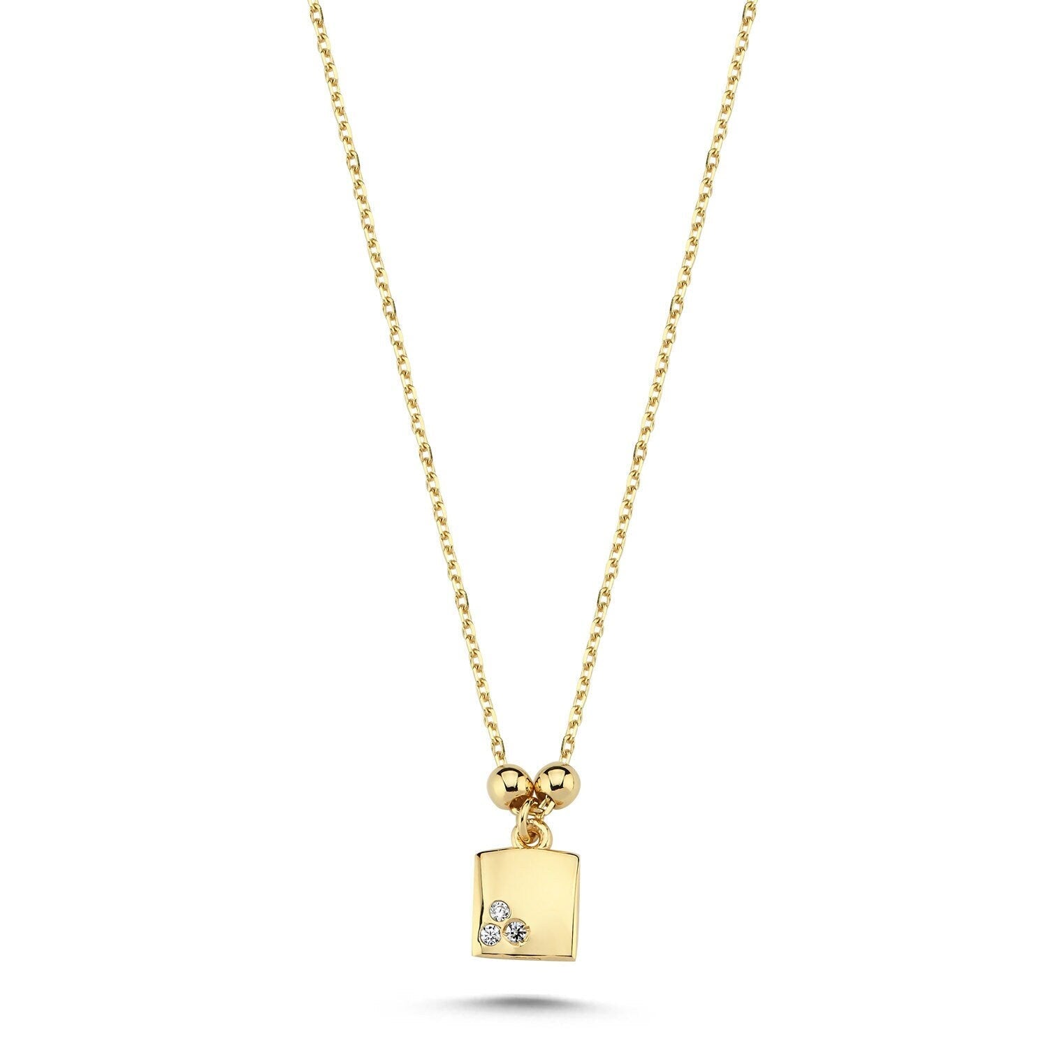 14K Gold Mini Tria Square Necklace