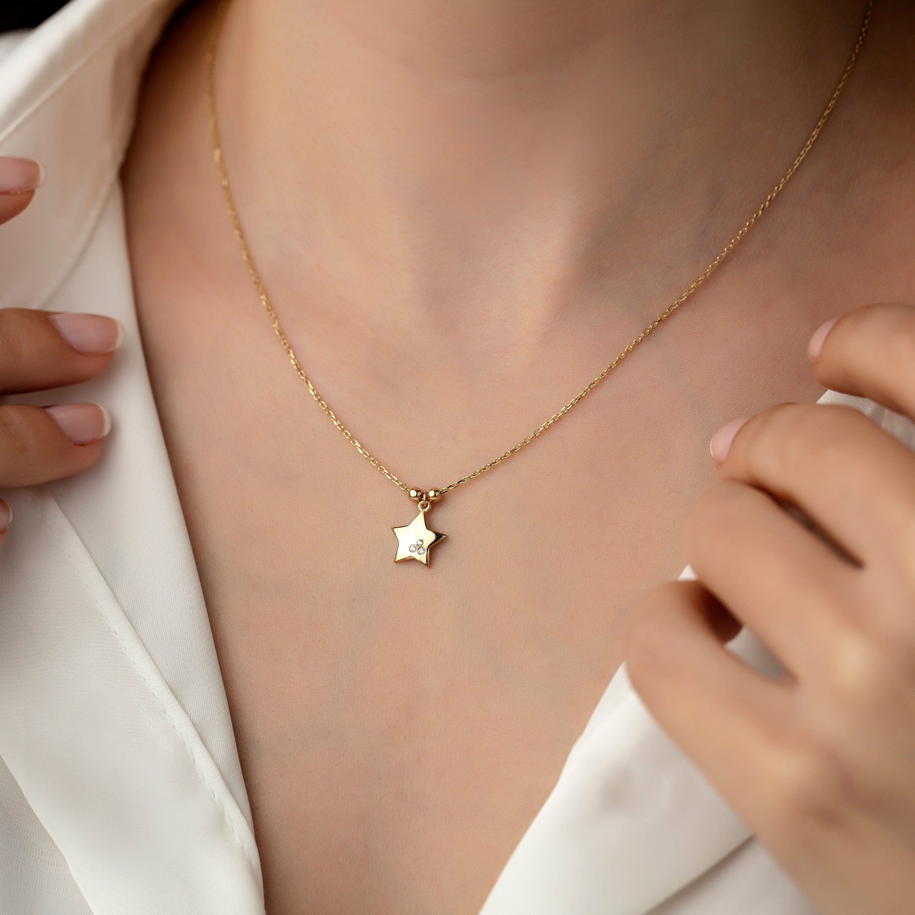 14K Gold Mini Tria Star Necklace