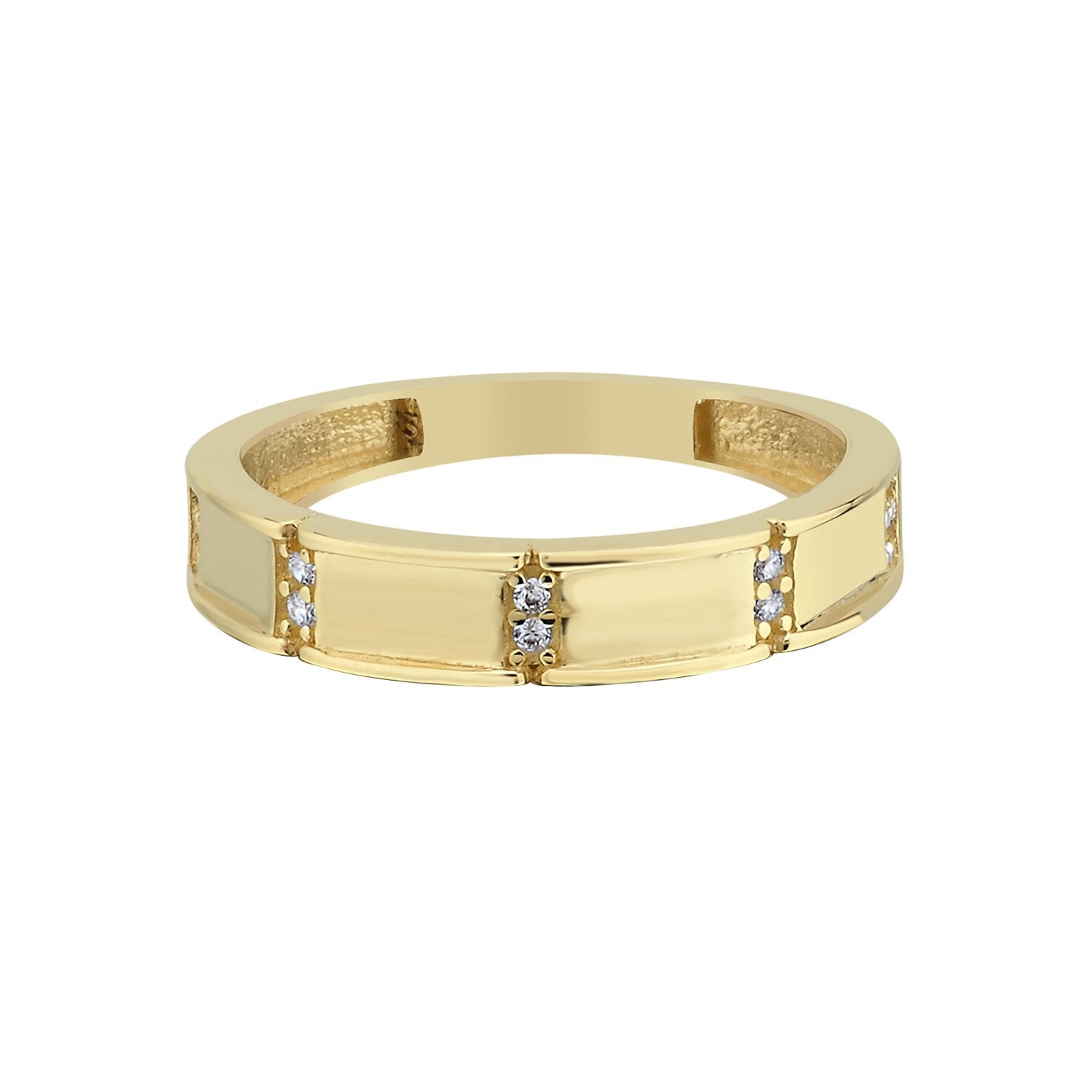 14K Gold Minimal Stackable Ring with Double Stones