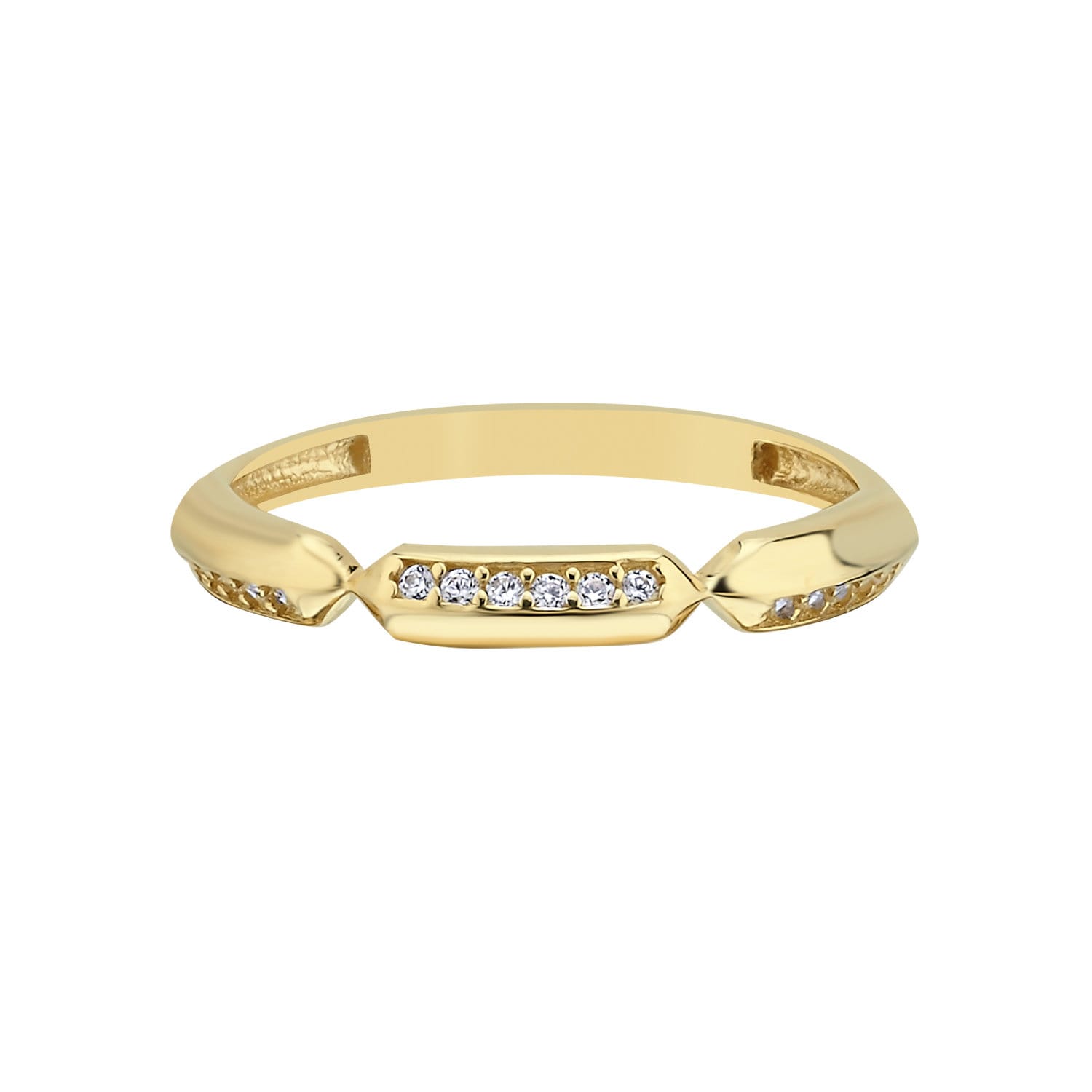 14K Gold Minimal Stackable Ring with Stones Hems Jewellery 