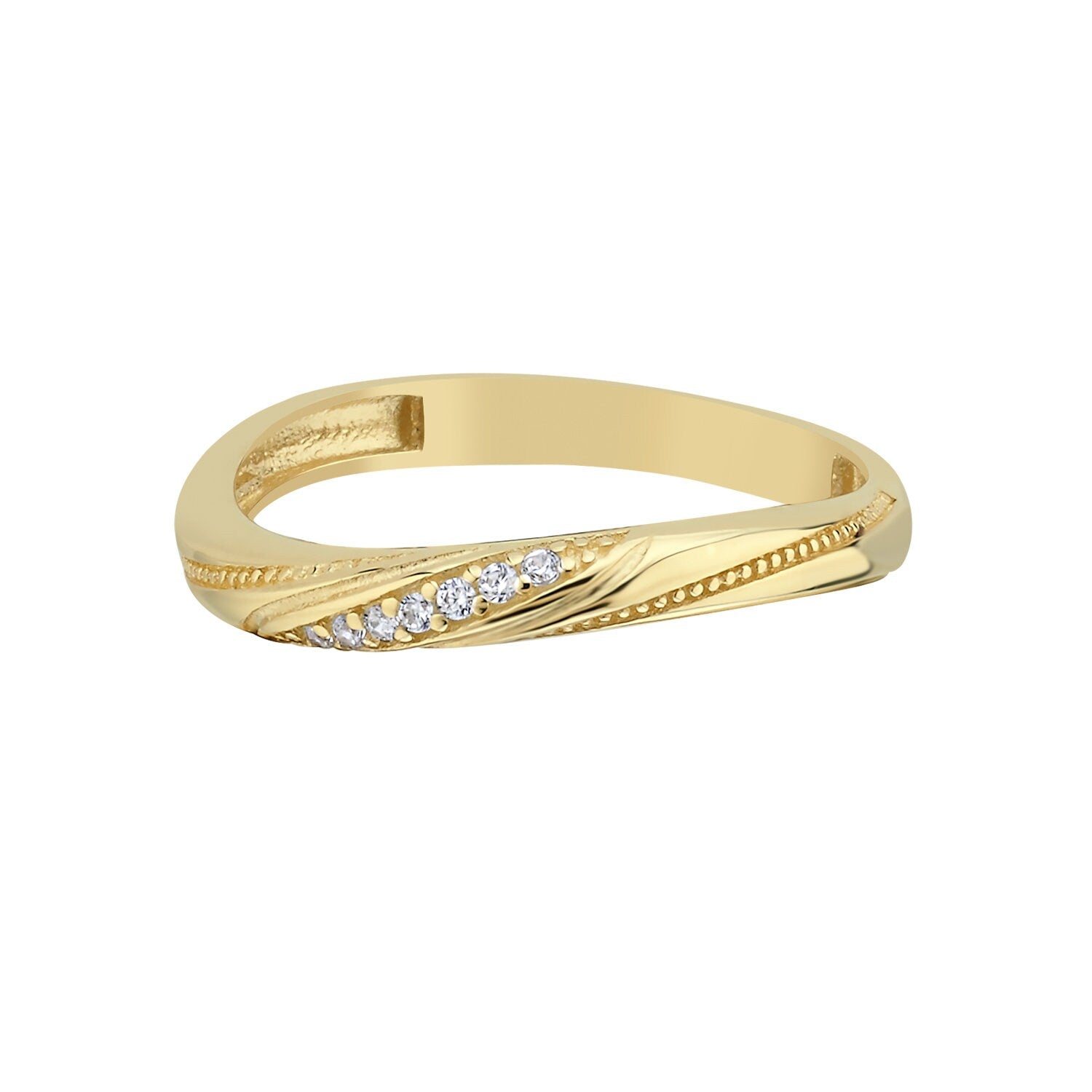 14K Gold Minimal Stackable Ring with Twisted Stone