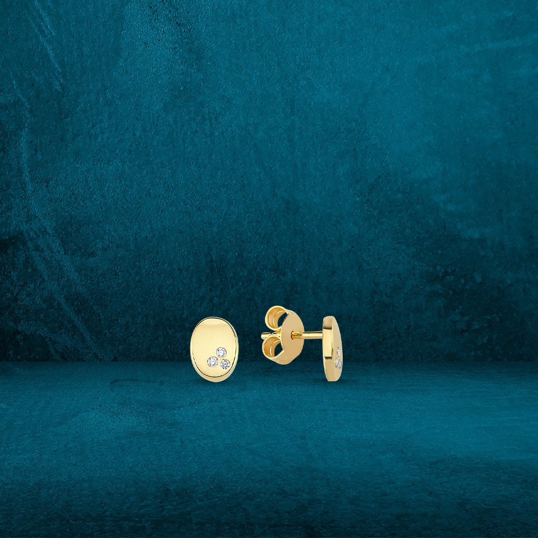 14K Gold Minimal Tria Ellipse Screw Earrings
