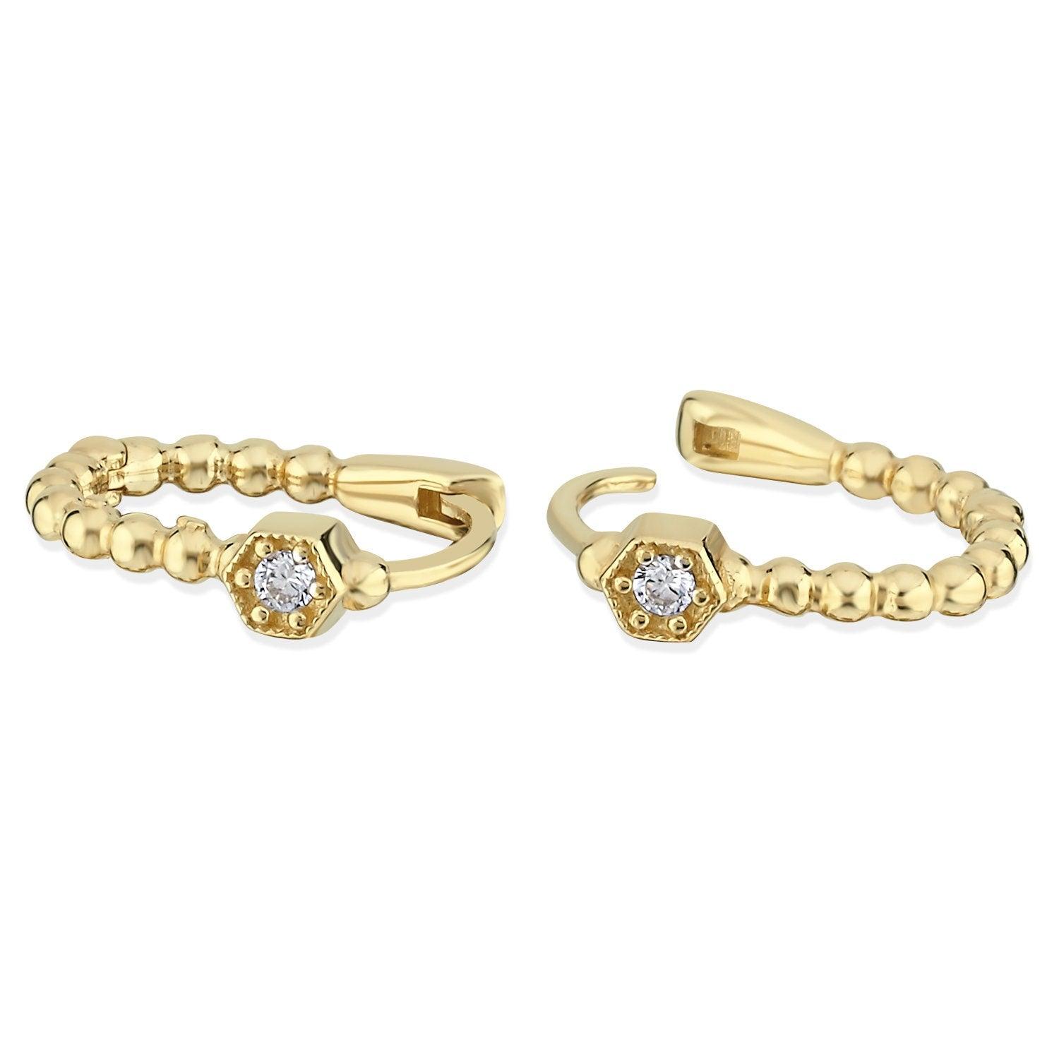 14K Gold Granulation with Stone Earrings
