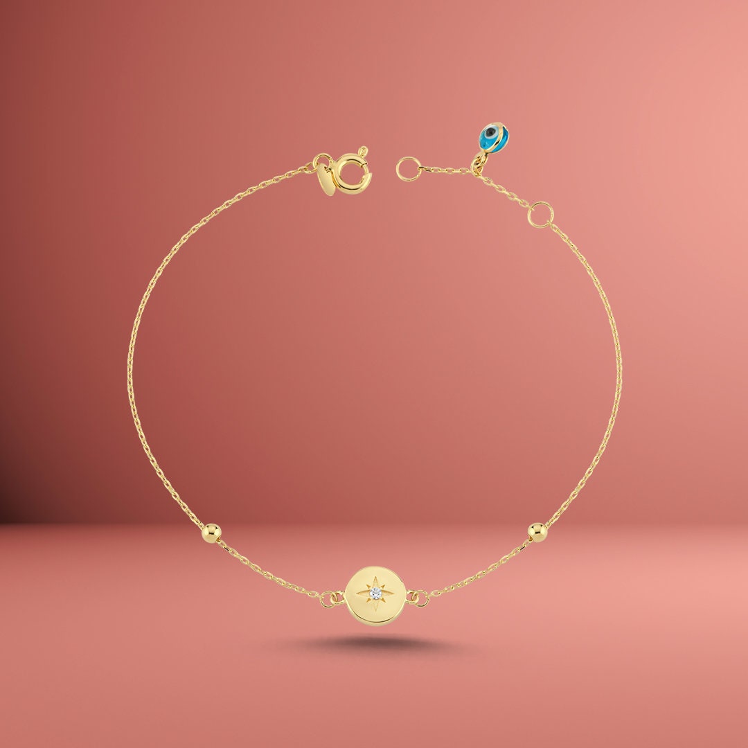 14K Gold North Star Bracelet Hems Jewellery 