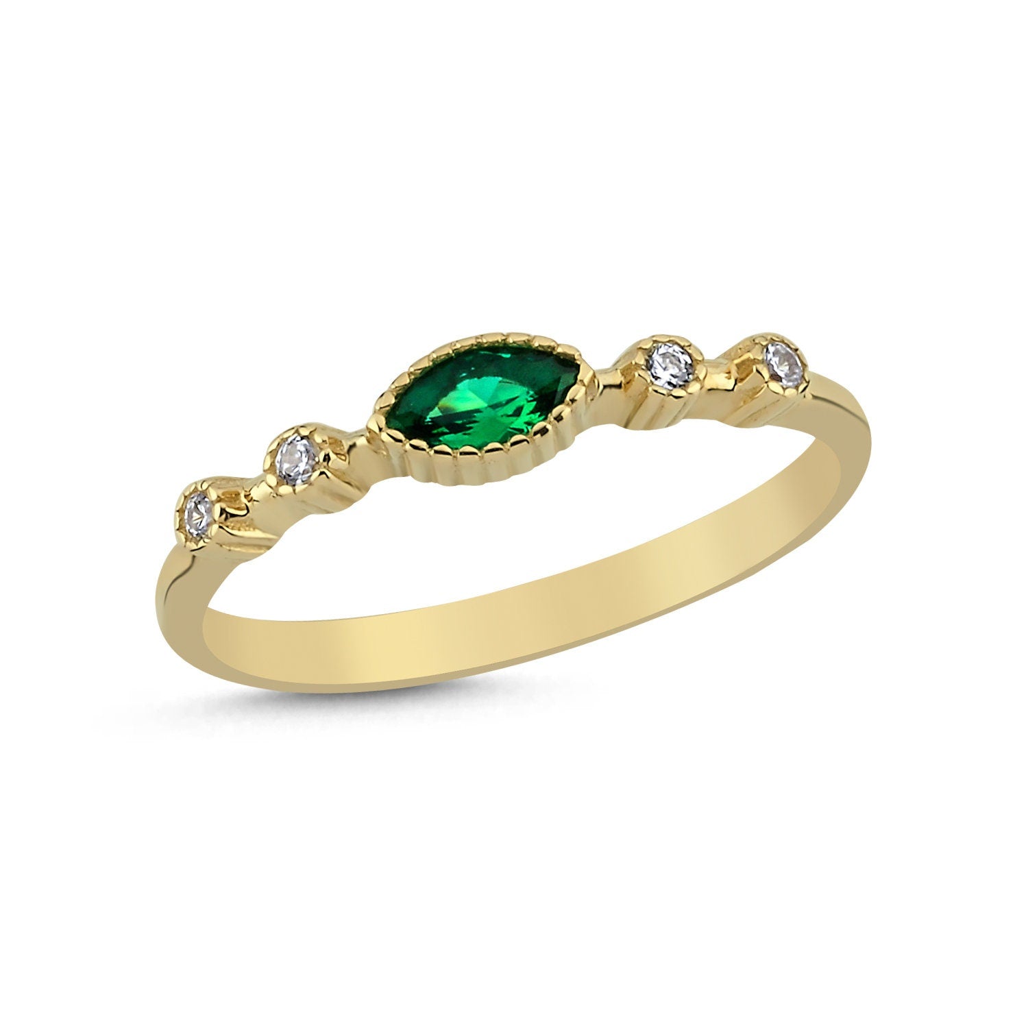 14K Gold Olips Ring Green Hems Jewellery 