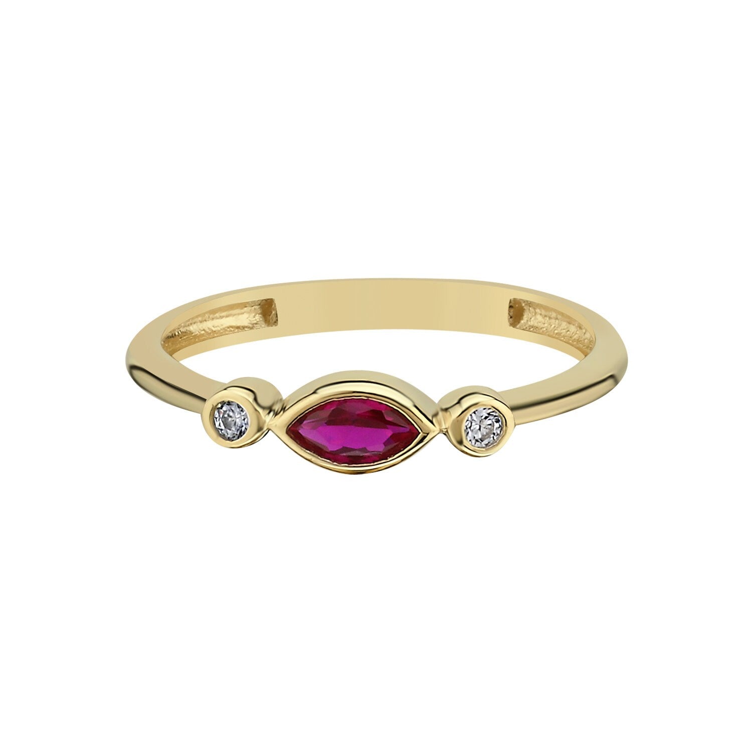 14K Gold Olips Ring with Pink Stone Hems Jewellery 