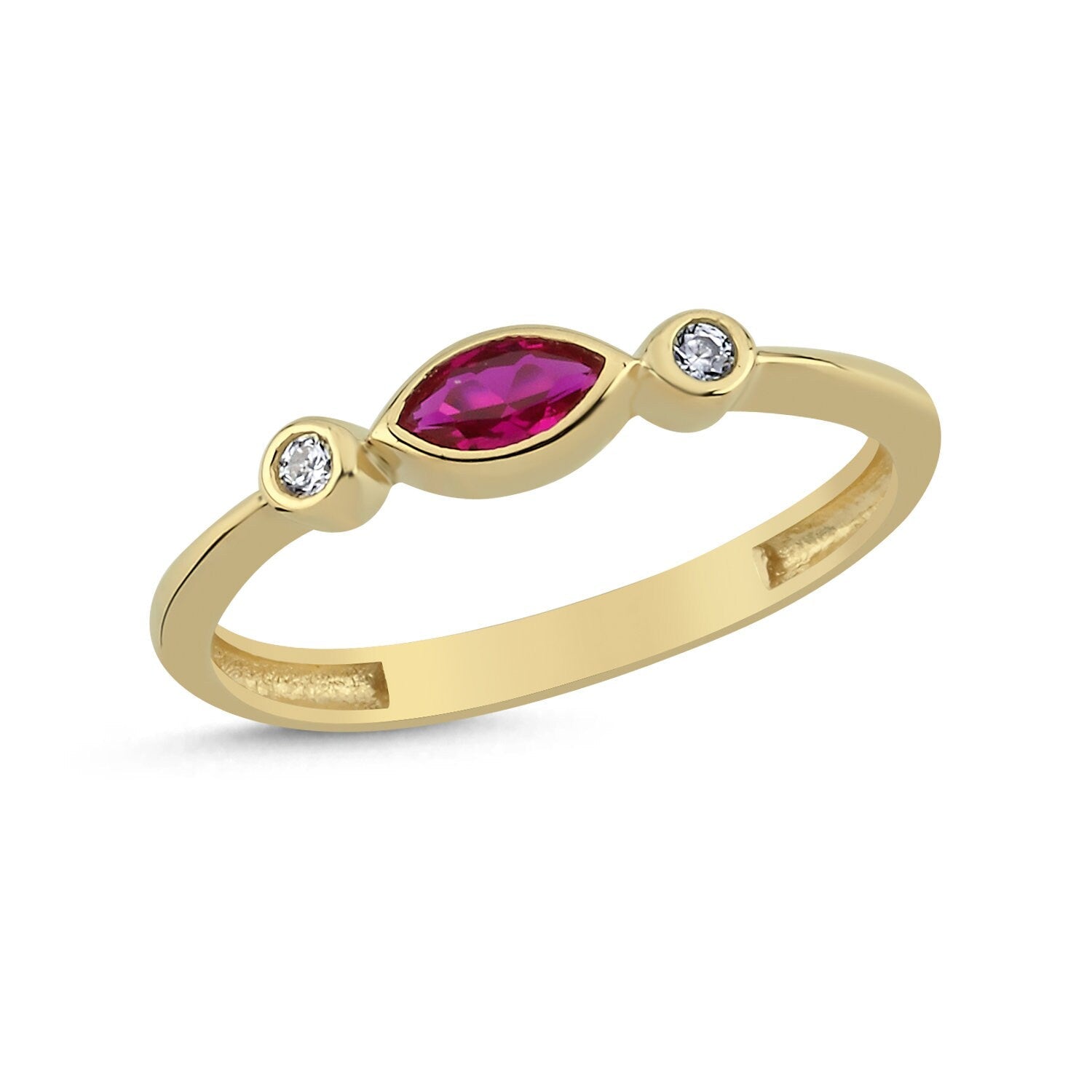 14K Gold Olips Ring with Pink Stone Hems Jewellery 