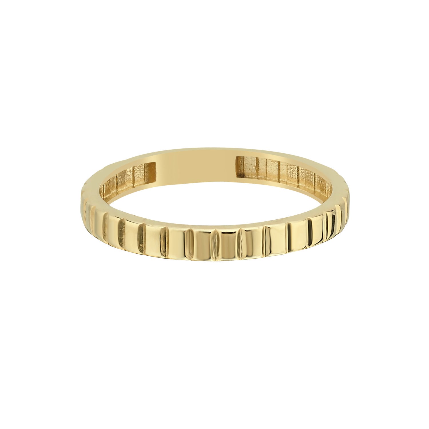 14K Gold Petite Ribbed Stackable Minimal Ring
