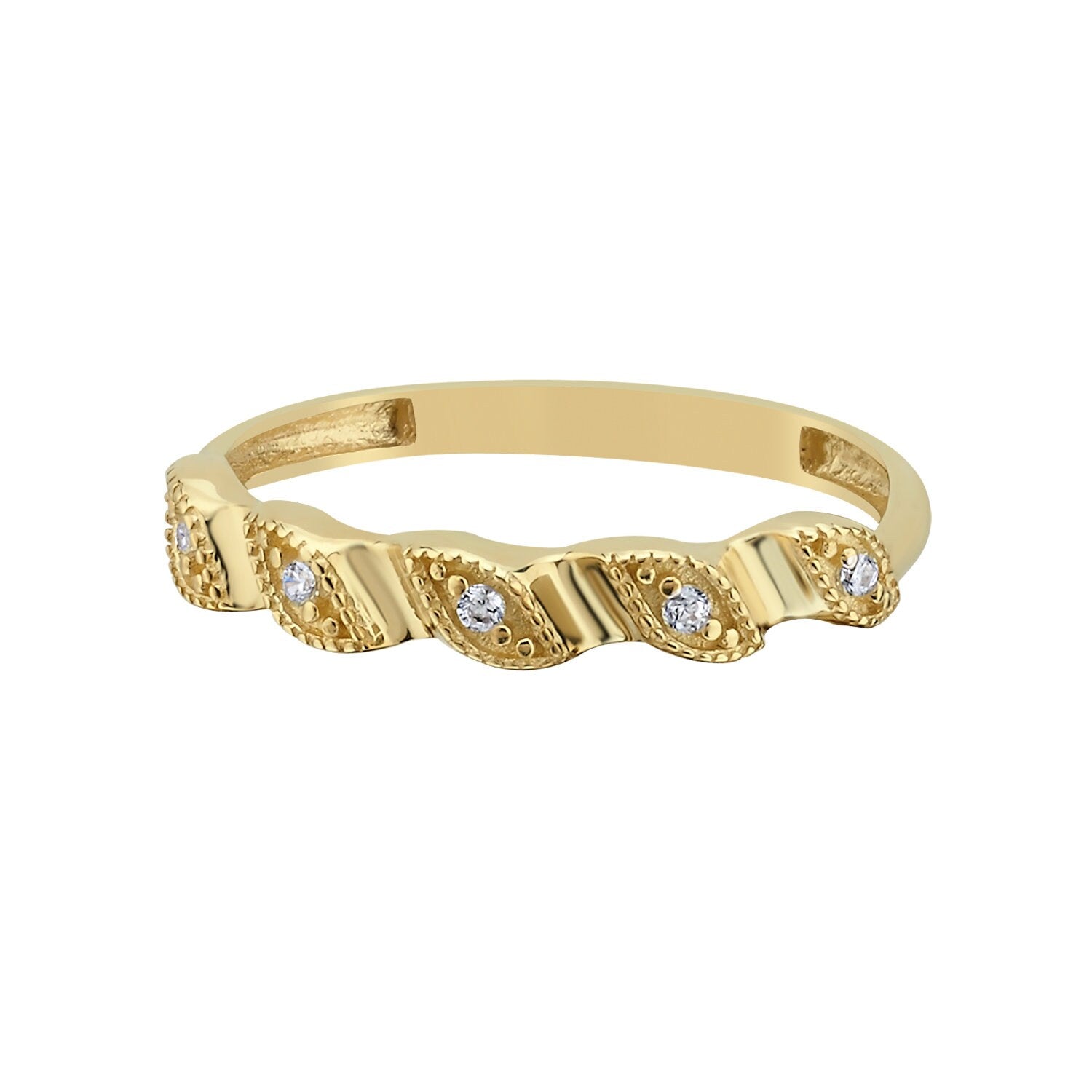 14K Gold Princess Stone Stackable Minimal Ring