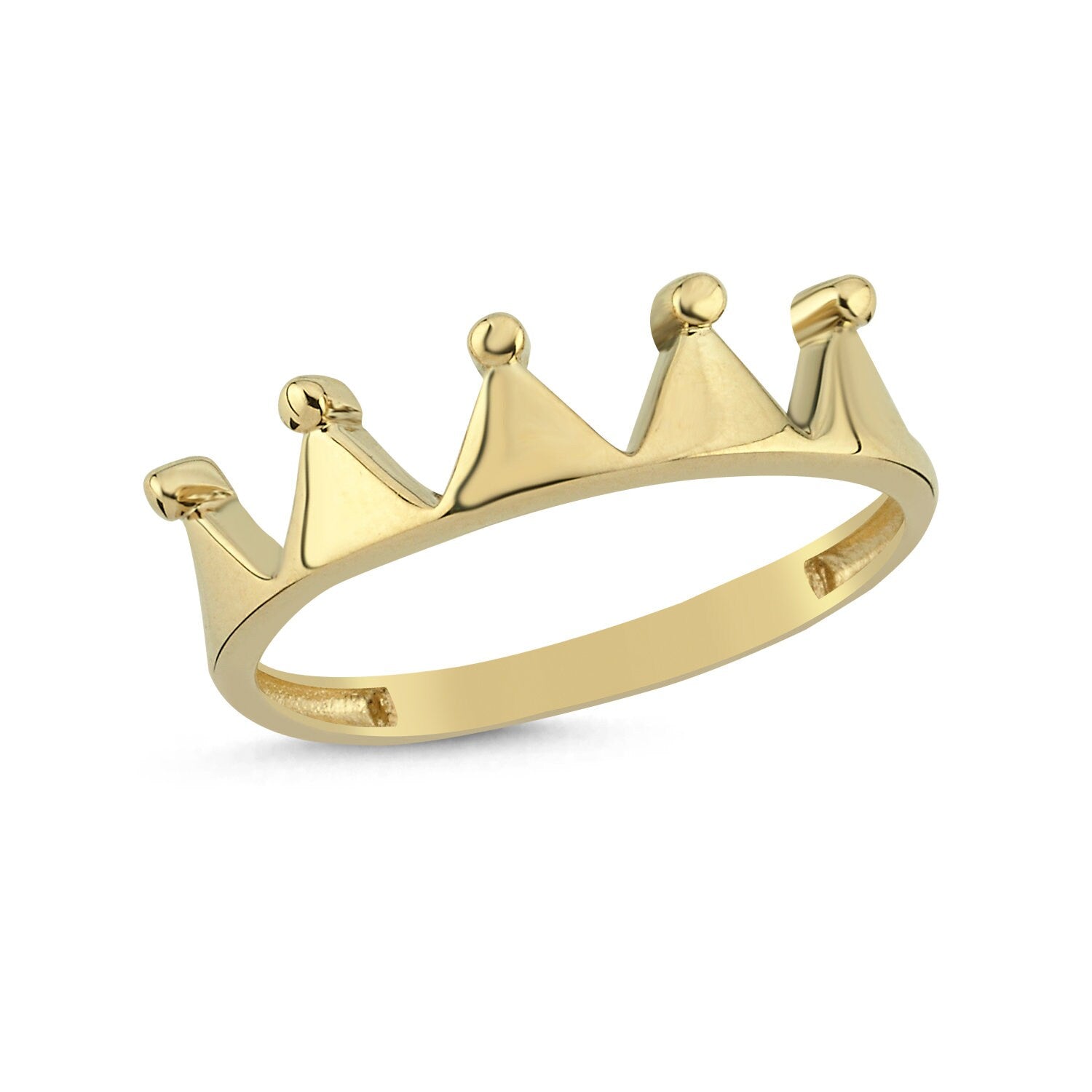 14K Gold Queen Crown Stackable Minimal Ring