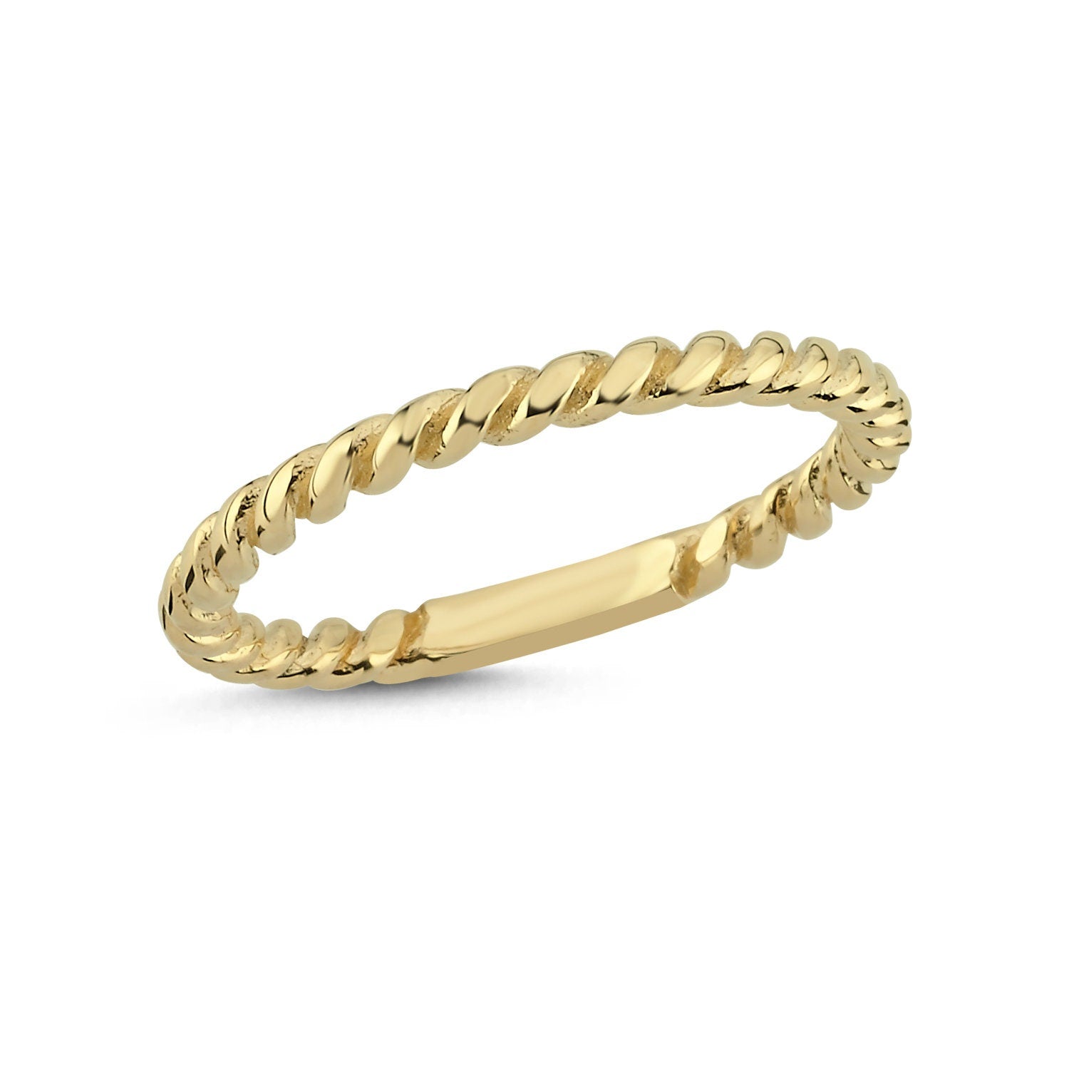 14K Gold Rope Stackable Minimal Ring Hems Jewellery 