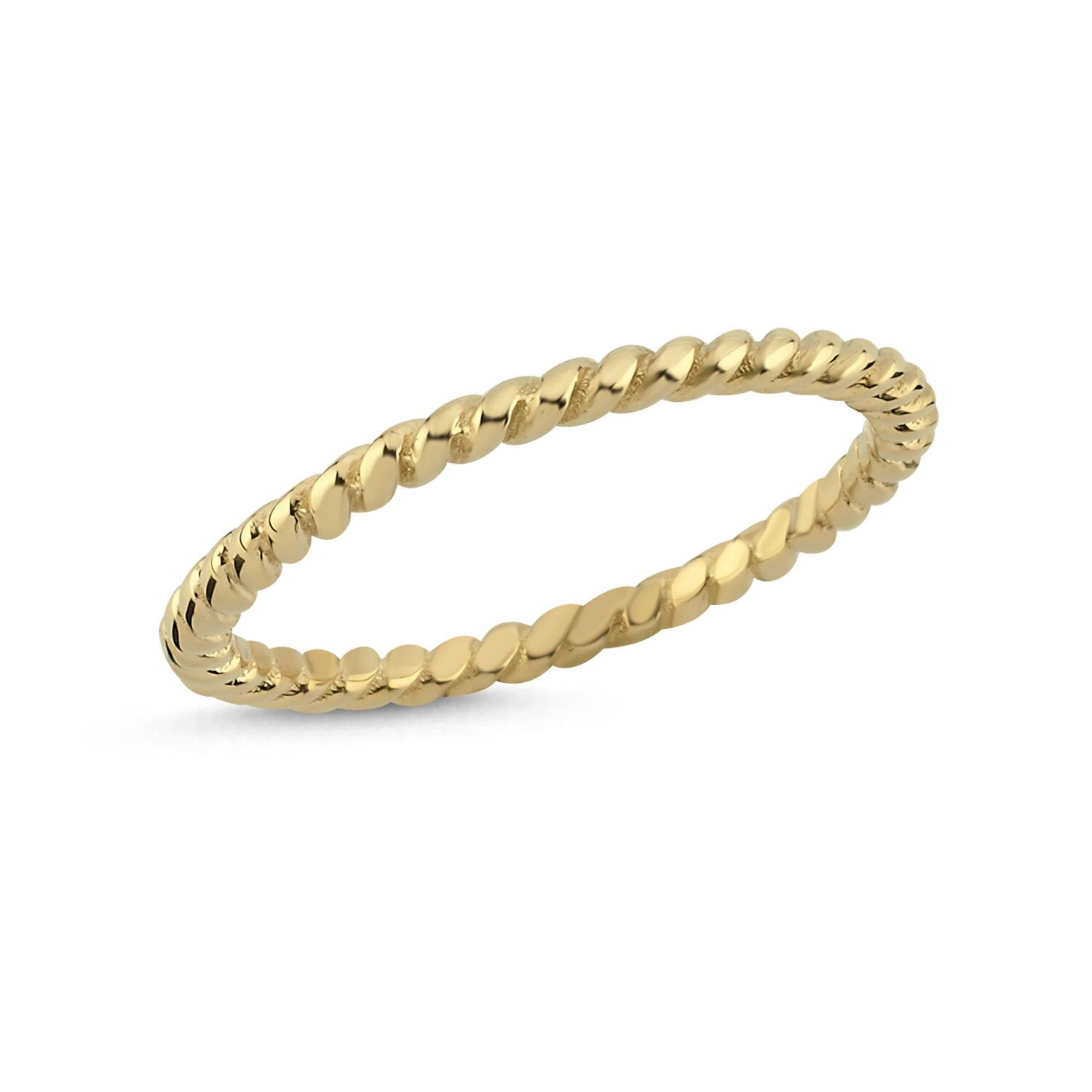 14K Gold Rope Stackable Minimal Ring Hems Jewellery 